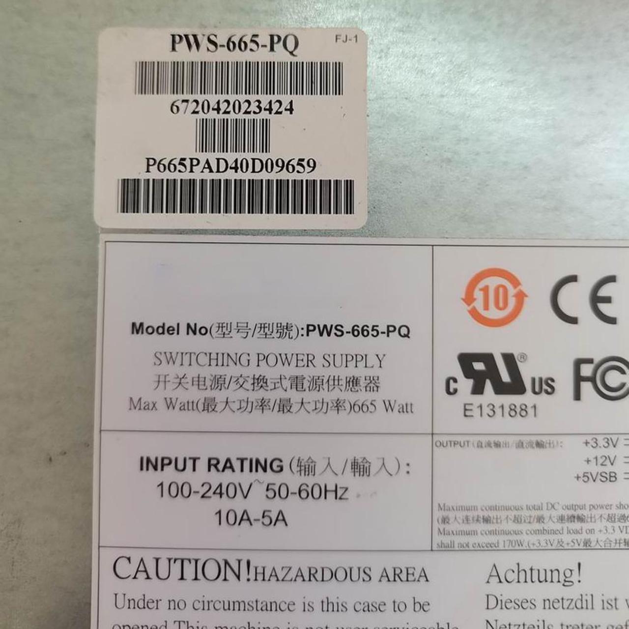 Alt view image 2 of 5 - PWS-665-PQ 665W Tower Workstation Industrial Equipment Power Supply