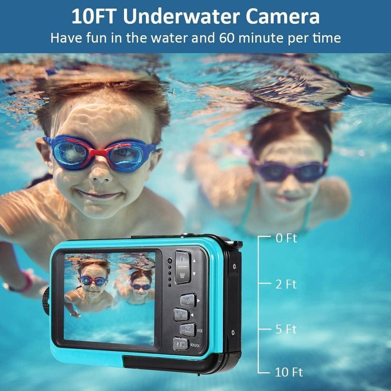 Alt view image 3 of 5 - Acuvar 48MP Megapixel Waterproof Dual Screen Full HD 1080P Digital Camera for Under Water Photo and Video Recording for Selfies with LED Flash Light for Adults and Kids