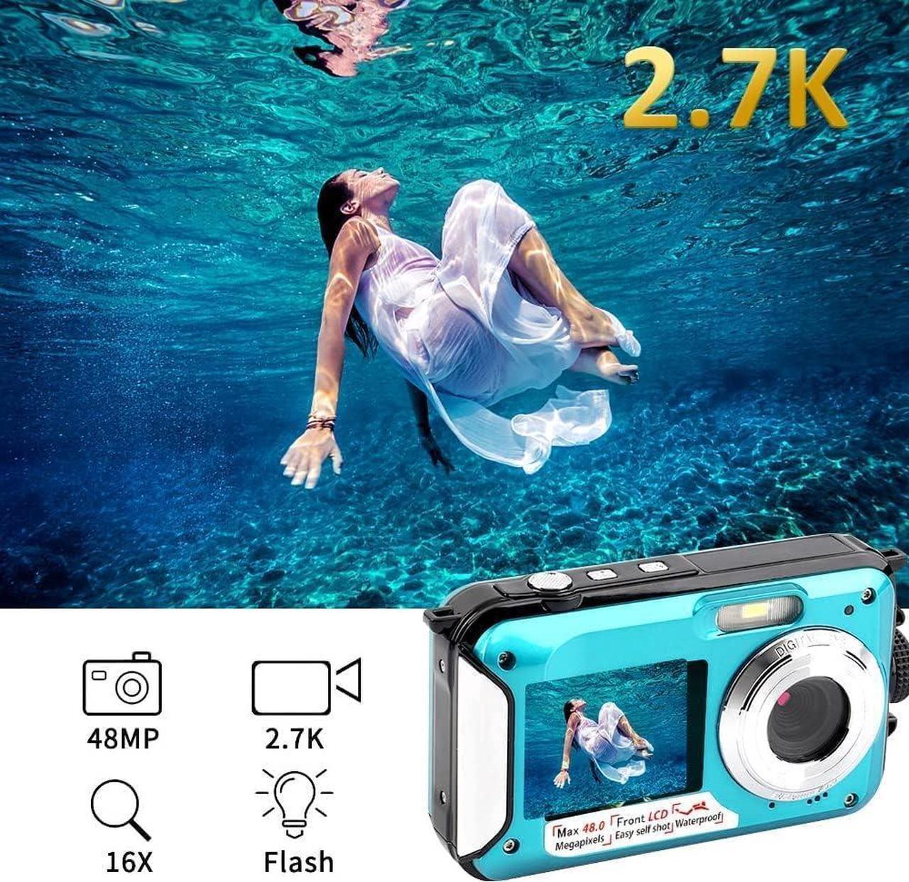 Alt view image 4 of 5 - Acuvar 48MP Megapixel Waterproof Dual Screen Full HD 1080P Digital Camera for Under Water Photo and Video Recording for Selfies with LED Flash Light for Adults and Kids