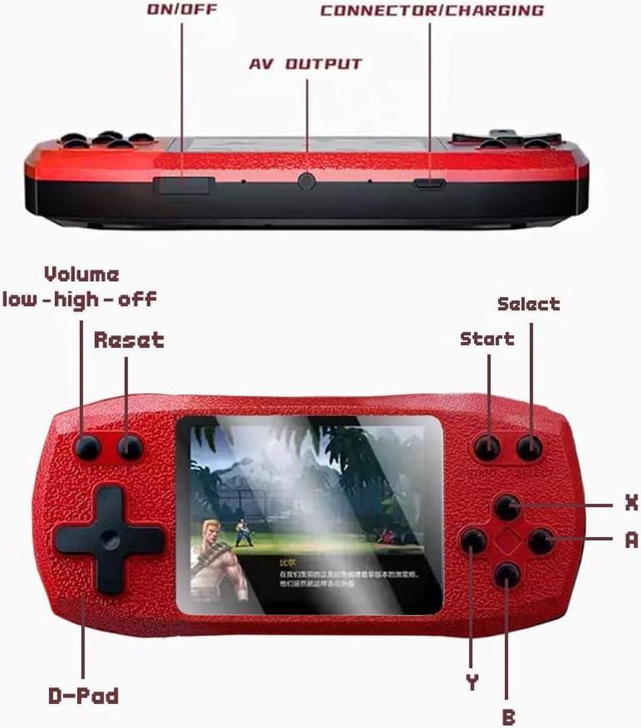 Alt view image 3 of 6 - Retro Handheld Video Game Console with 620 Classic Games, Micro USB Rechargeable, 3 Inch LCD Screen, MultiPlayer and TV Support. Includes TV Connection and Extra Remote for Boys Girls Red