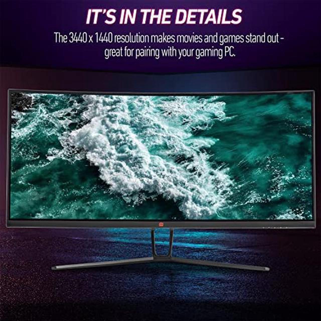 Alt view image 2 of 5 - Deco Gear 35" Curved Gaming Ultrawide Monitor, 3440x1440, 120hz, 1ms MPRT, 21:9, 99% sRGB