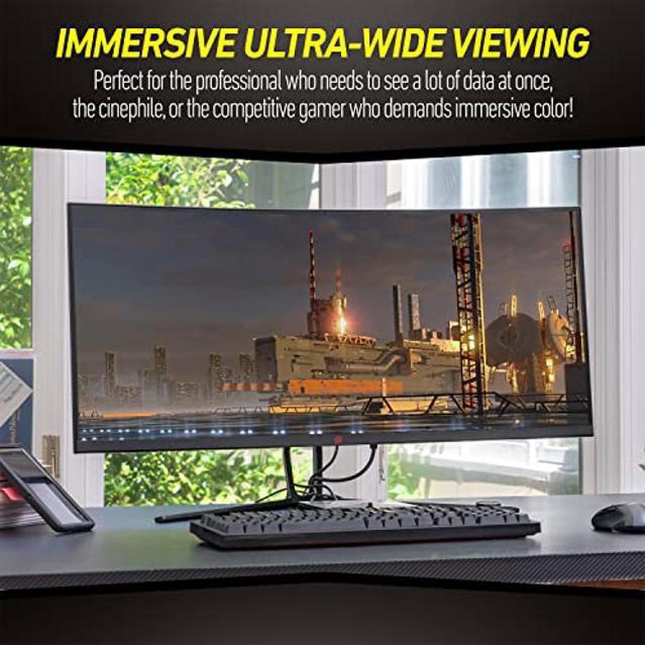 Alt view image 5 of 5 - Deco Gear 35" Curved Gaming Ultrawide Monitor, 3440x1440, 120hz, 1ms MPRT, 21:9, 99% sRGB