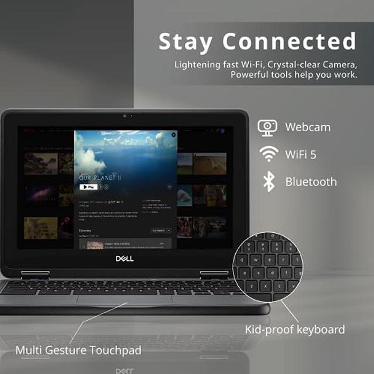 Alt view image 4 of 5 - Dell Chromebook 11 3000 3100 11.6" Chromebook - HD - 1366 x 768 - Intel Celeron N4020 Dual-core (2 Core) - 4 GB RAM - 16 GB Flash Memory - Chrome OS - English (US) Keyboard - 14 Hour Battery Run