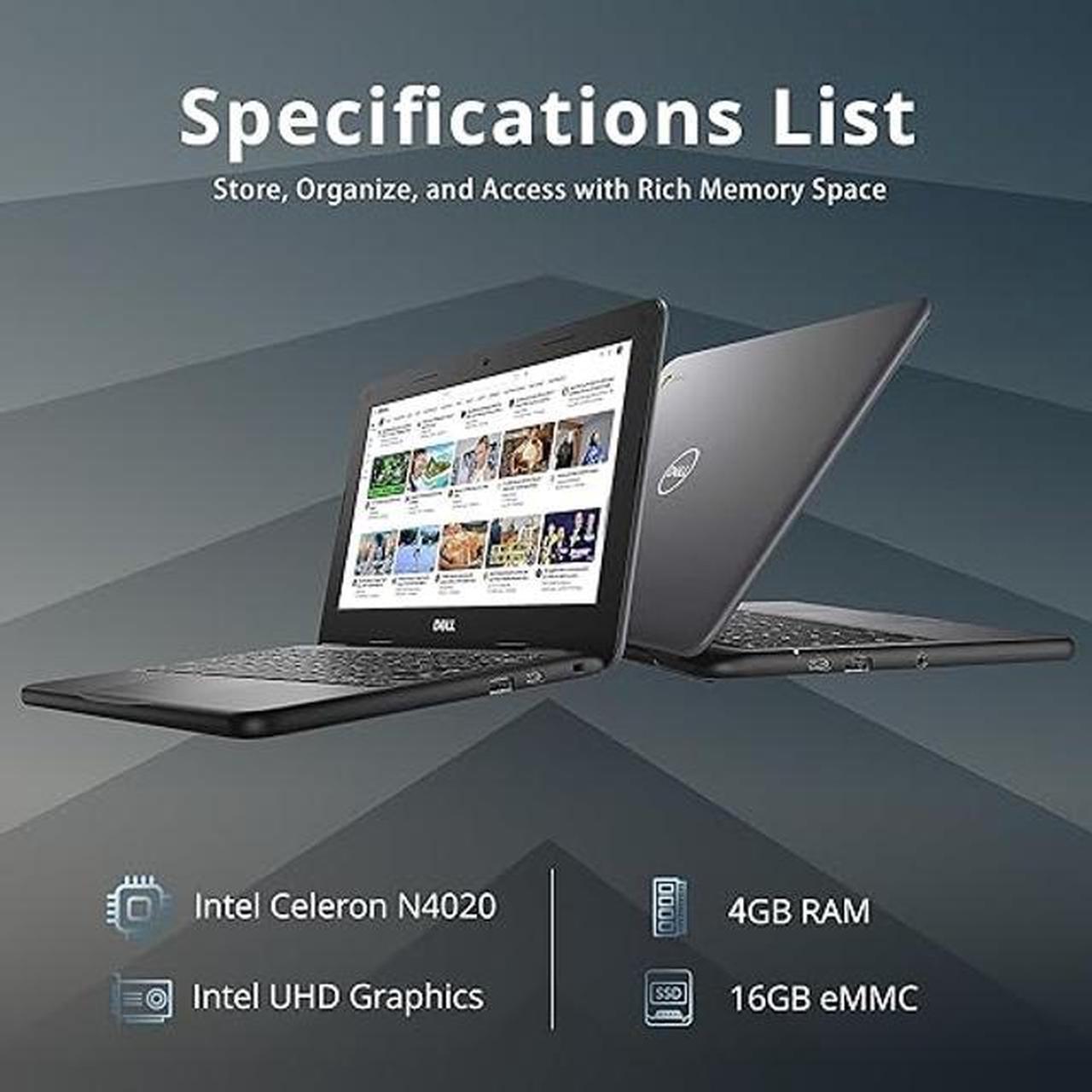 Alt view image 2 of 5 - Dell Chromebook 11 3000 3100 11.6" Chromebook - HD - 1366 x 768 - Intel Celeron N4020 Dual-core (2 Core) - 4 GB RAM - 16 GB Flash Memory - Chrome OS - English (US) Keyboard - 14 Hour Battery Run