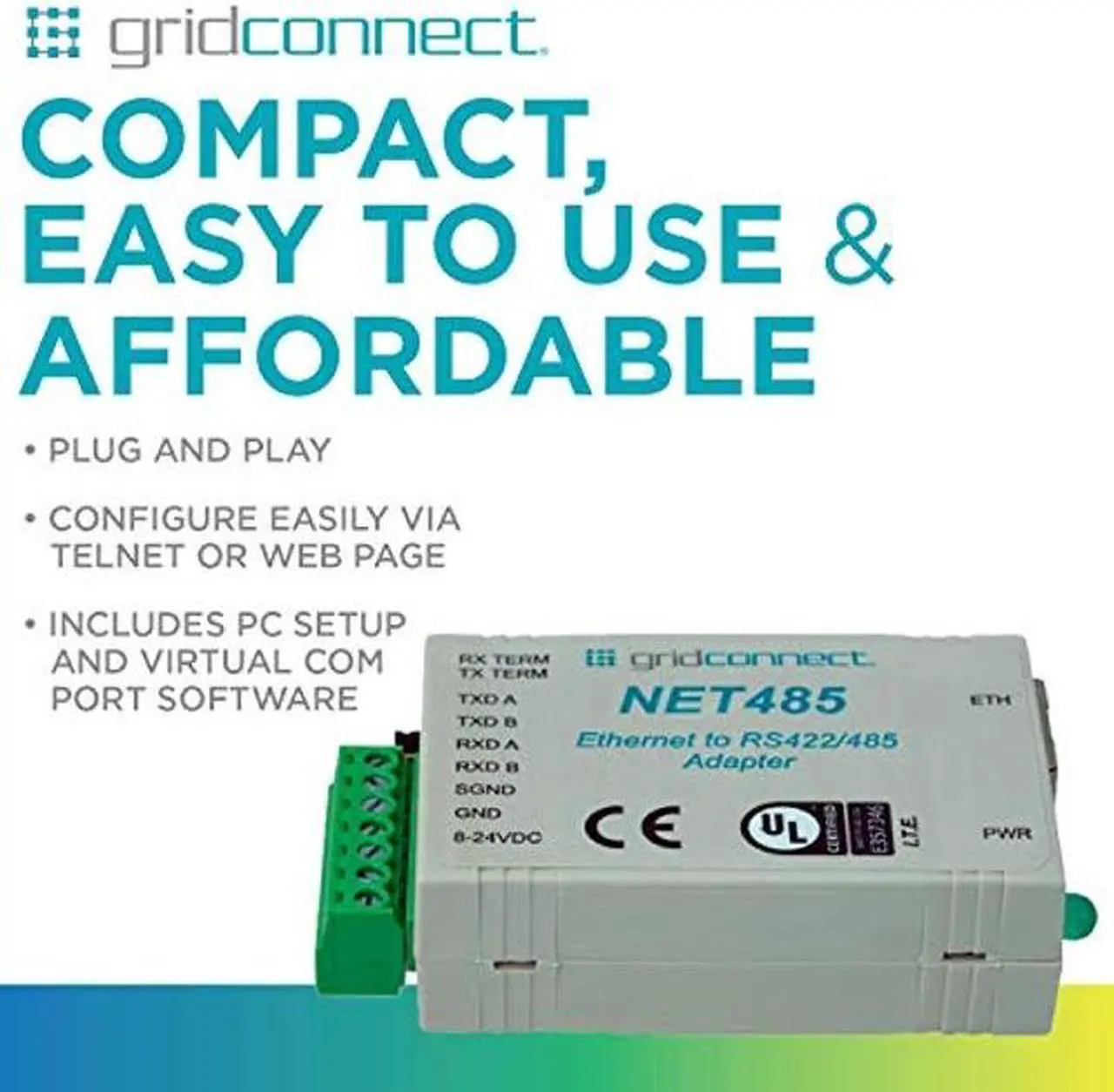 Alt view image 4 of 5 - NET485 - RS485 Ethernet Adapter (GC-NET485-01)