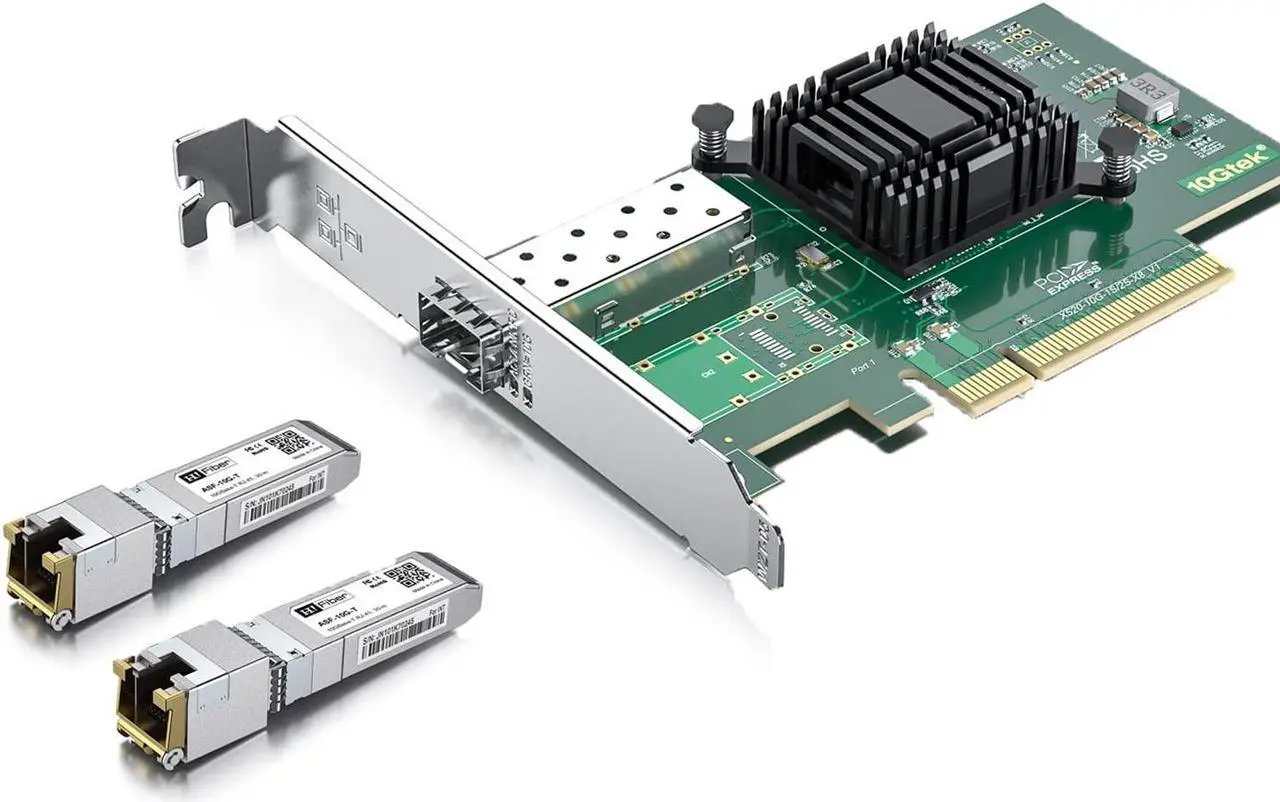Main image of 2pcs 10Gb SFP+ RJ45 Transceiver with 10G Network Card, 10Gbase-T Moudle for Cisco, 10G Single SFP+ NIC Compare to Intel X520-DA1, Support Windows, Linux, Vmware