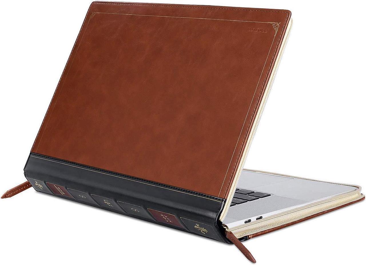 Main image of MOSISO Compatible with MacBook Pro 16 inch Case 2024-2021 M4 A3403 A3186 M3 A2991 M2 A2780 M1 A2485/2019 2020 A2141,PU Leather Laptop Sleeve Vintage Retro Zippered Portfolio Protective Cover,Brown