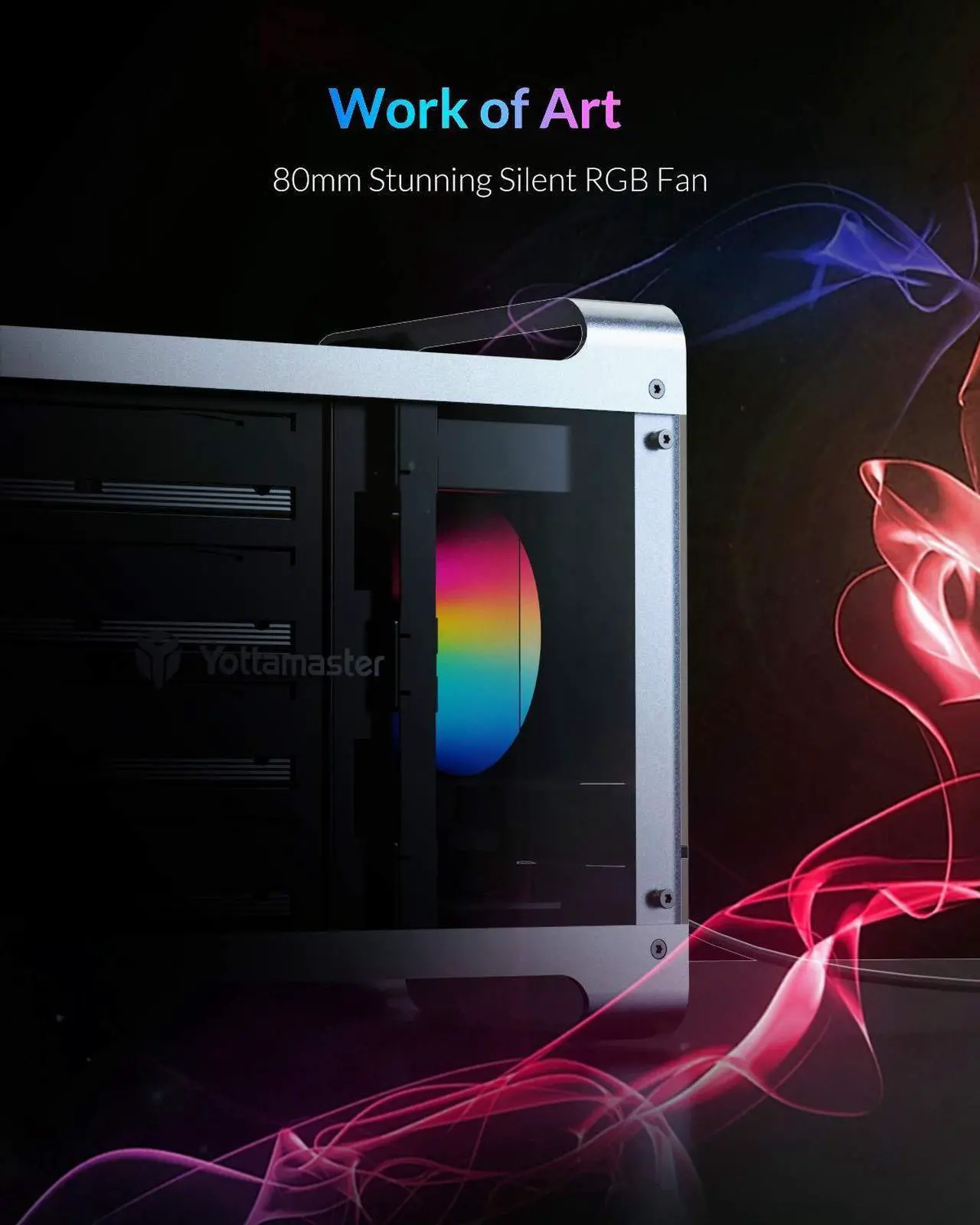 Alt view image 3 of 5 - Yottamaster 4 Bay Hard Drive Enclosure, Aluminum 2.5"& 3.5" SATA HDD/SSD External Enclosure with RGB Fan, Support 72TB Direct Attached Storage DAS for RGB Gaming-Style PC DIY Expert & Gamer [DF4U3]