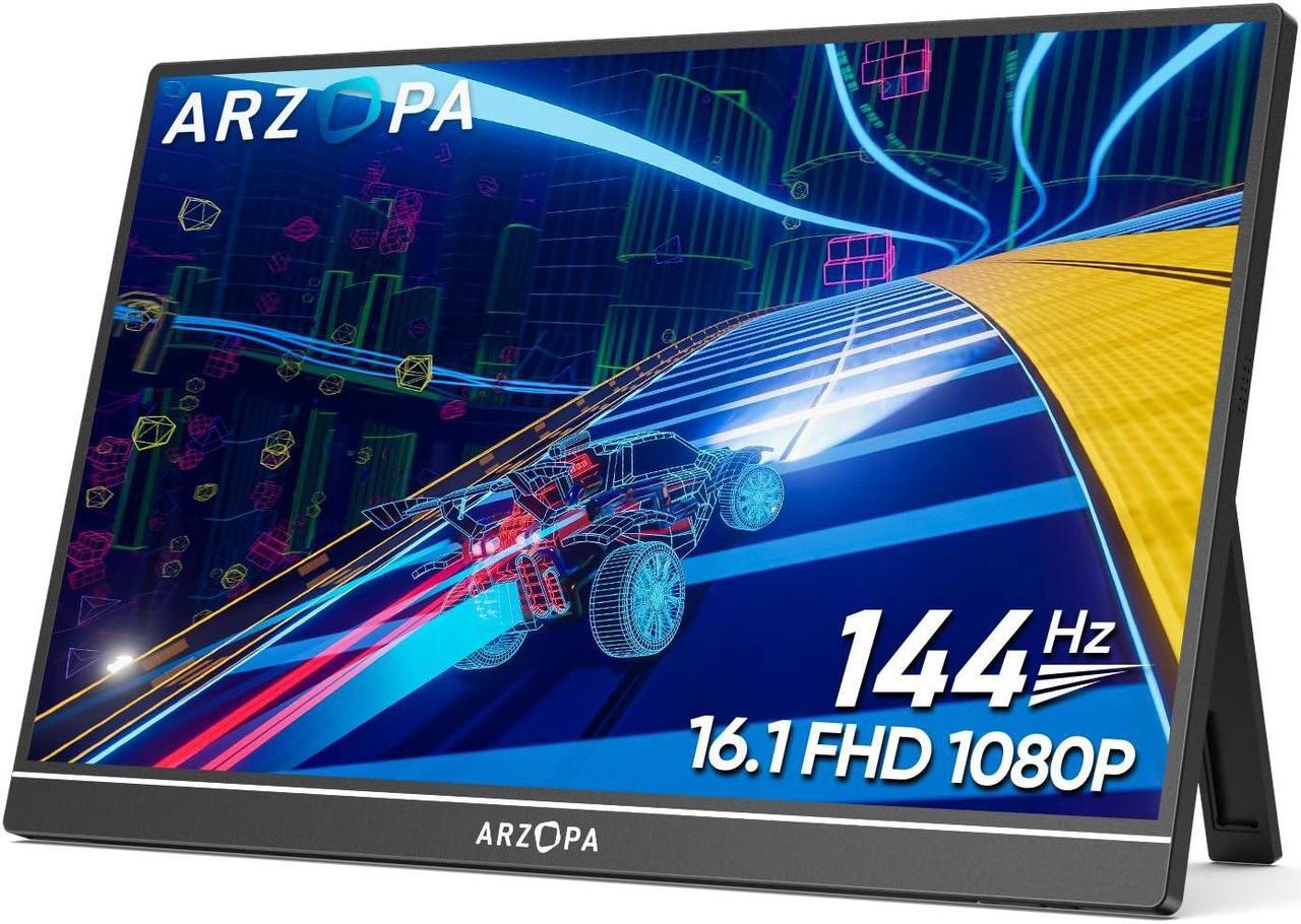 Main image of ARZOPA 16.1'' 144Hz Portable Gaming Monitor, 100% sRGB 1080P FHD Kickstand Portable Monitor with HDR, Ultra Slim, Eye Care, External Second Screen for Laptop, PC, PS5, Mac, Xbox, Switch-Z1FC
