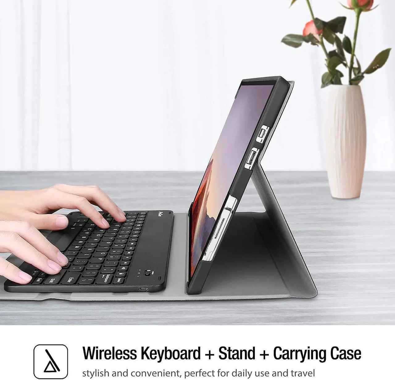 Alt view image 2 of 5 - ProCase Keyboard Case for Surface Pro 7 Plus 2021 / Pro 7 2019 / Pro 6 2018 / Pro 5 2017 / Pro 4 2015 Bundle with Screen Protector for Surface Pro 7 Plus/Surface Pro 7 / Pro 6 / Pro 5 / Pro 4