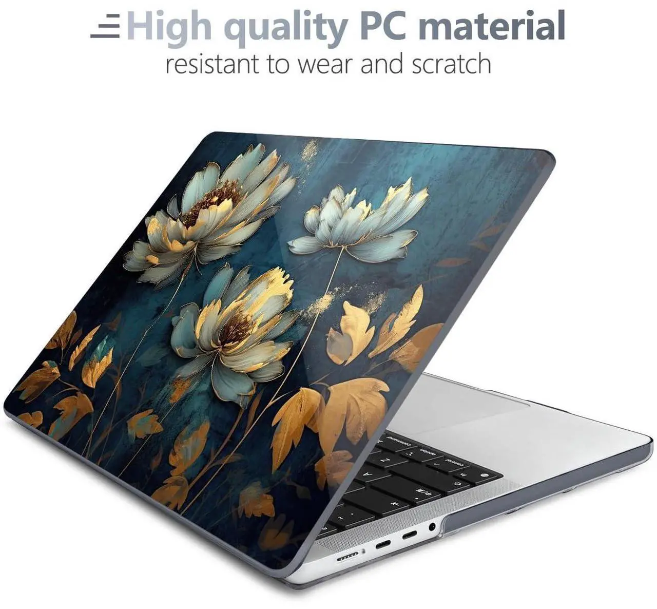 Alt view image 4 of 5 - Batianda for New MacBook Pro 14 inch Case 2024 2023 2021 Release with M4 M3 M2 M1 Pro/Max Chip,Creative Designed Clear Hard Shell with Keyboard Cover & Screen Protector, Blooming Flowers