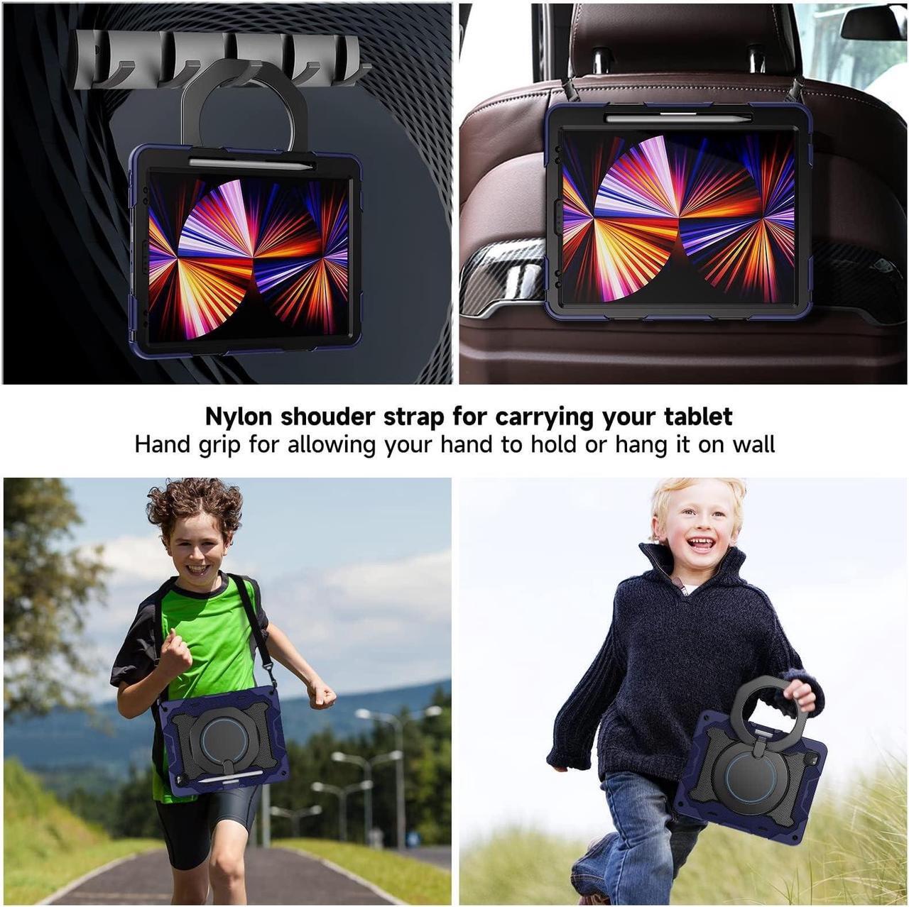 Alt view image 4 of 5 - ROISKIN for iPad Pro 12.9 -Inch Case (6th, 5th, 4th & 3rd Gen)with HD Screen Protector, 360 Stand, Handle, Pencil Holder,Shoulder Strap[15ft Drop Protection]Rugged Bulky Full Body 12.9 iPad Pro Case