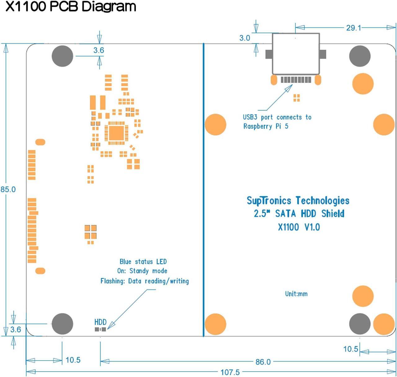 Alt view image 4 of 5 - Geekworm X1100 2.5" SATA HDD/SSD Shield for Raspberry Pi 5 Computer(Not Inclde Raspberry Pi)