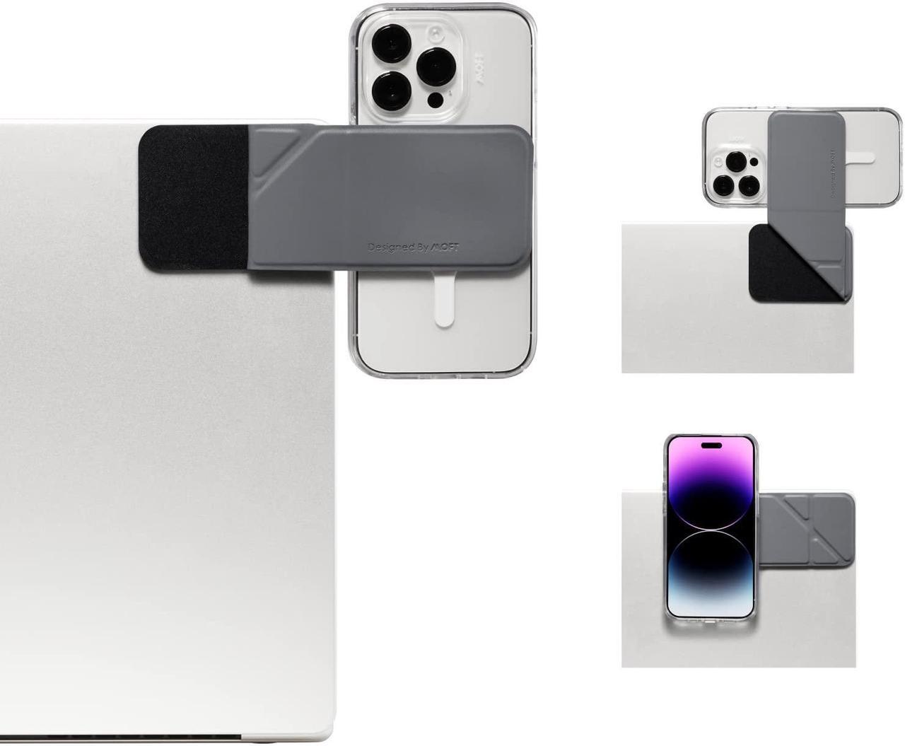 Main image of MOFT Magnetic Laptop iPhone Mount, Continuity Camera Mount, Foldaway Portable Laptop Top & Side Holder for Dual-Screen Setup - Gray