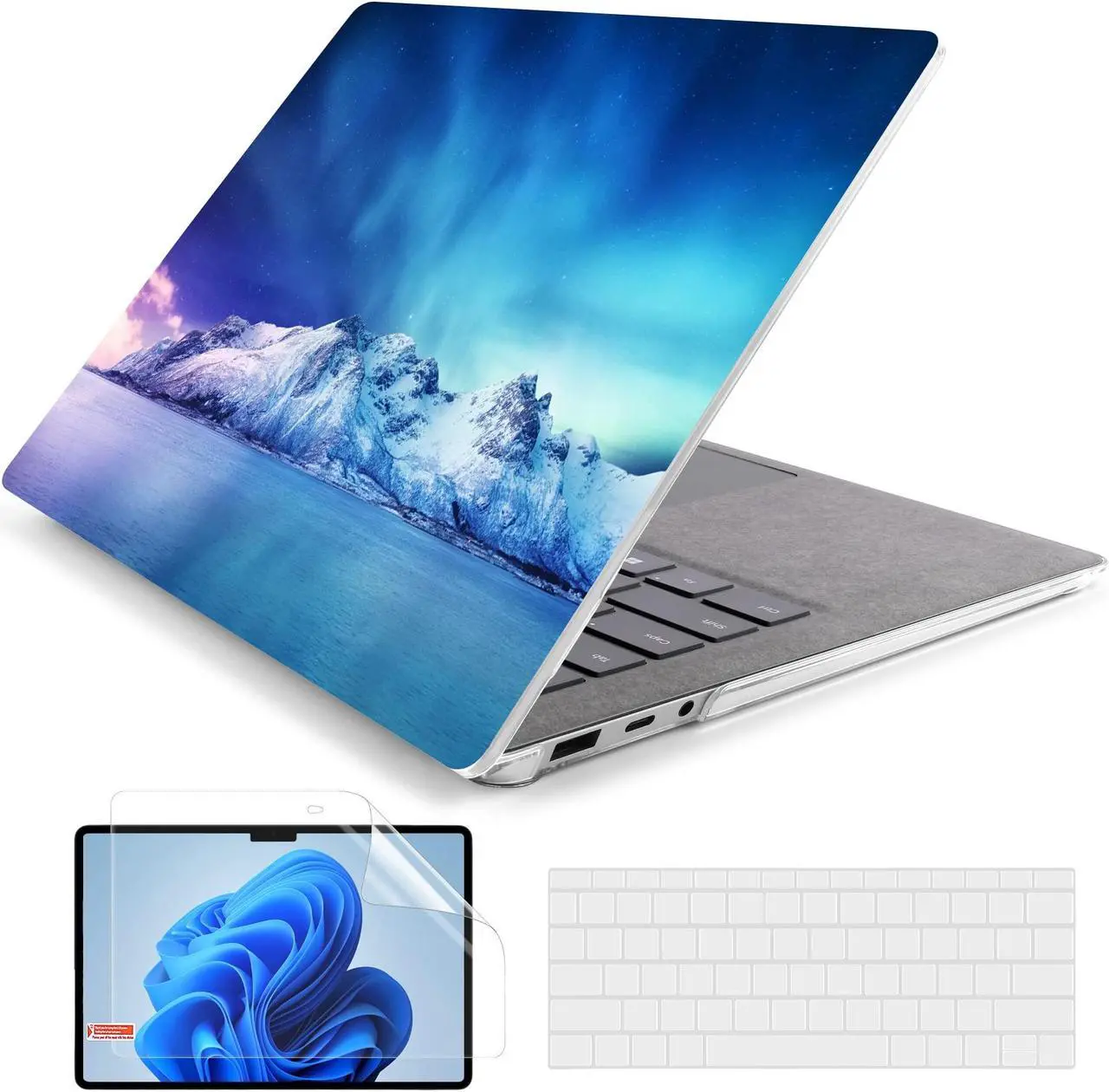 Main image of Batianda Case for 13.5" Microsoft Surface Laptop 5 4/3 with Alcantara Palm Rest Model 1950/1867, Designed Clear Protective Plastic Hardshell & Keyboard Cover & Screen Protector, Aurora
