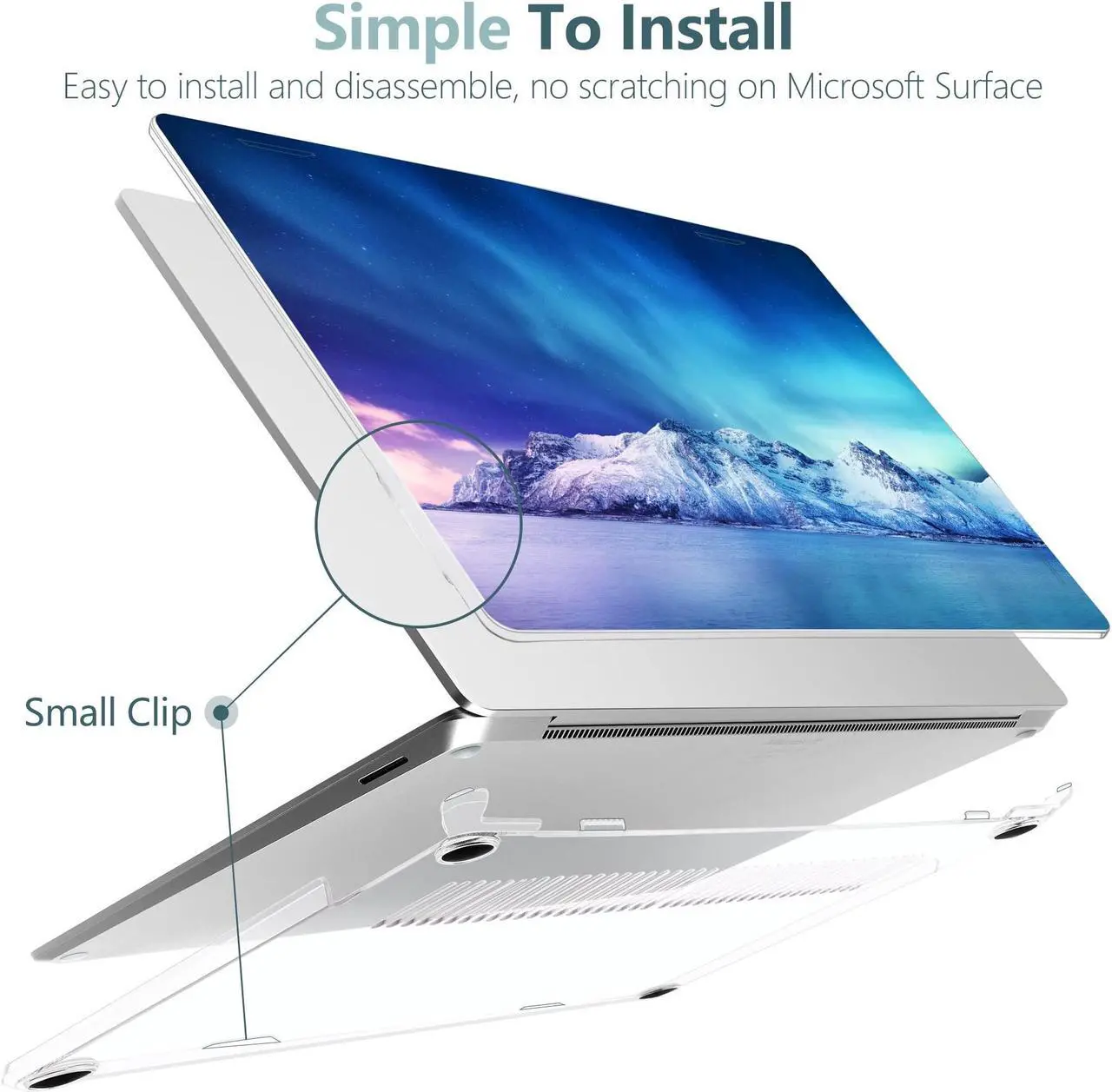 Alt view image 4 of 5 - Batianda Case for 13.5" Microsoft Surface Laptop 5 4/3 with Alcantara Palm Rest Model 1950/1867, Designed Clear Protective Plastic Hardshell & Keyboard Cover & Screen Protector, Aurora