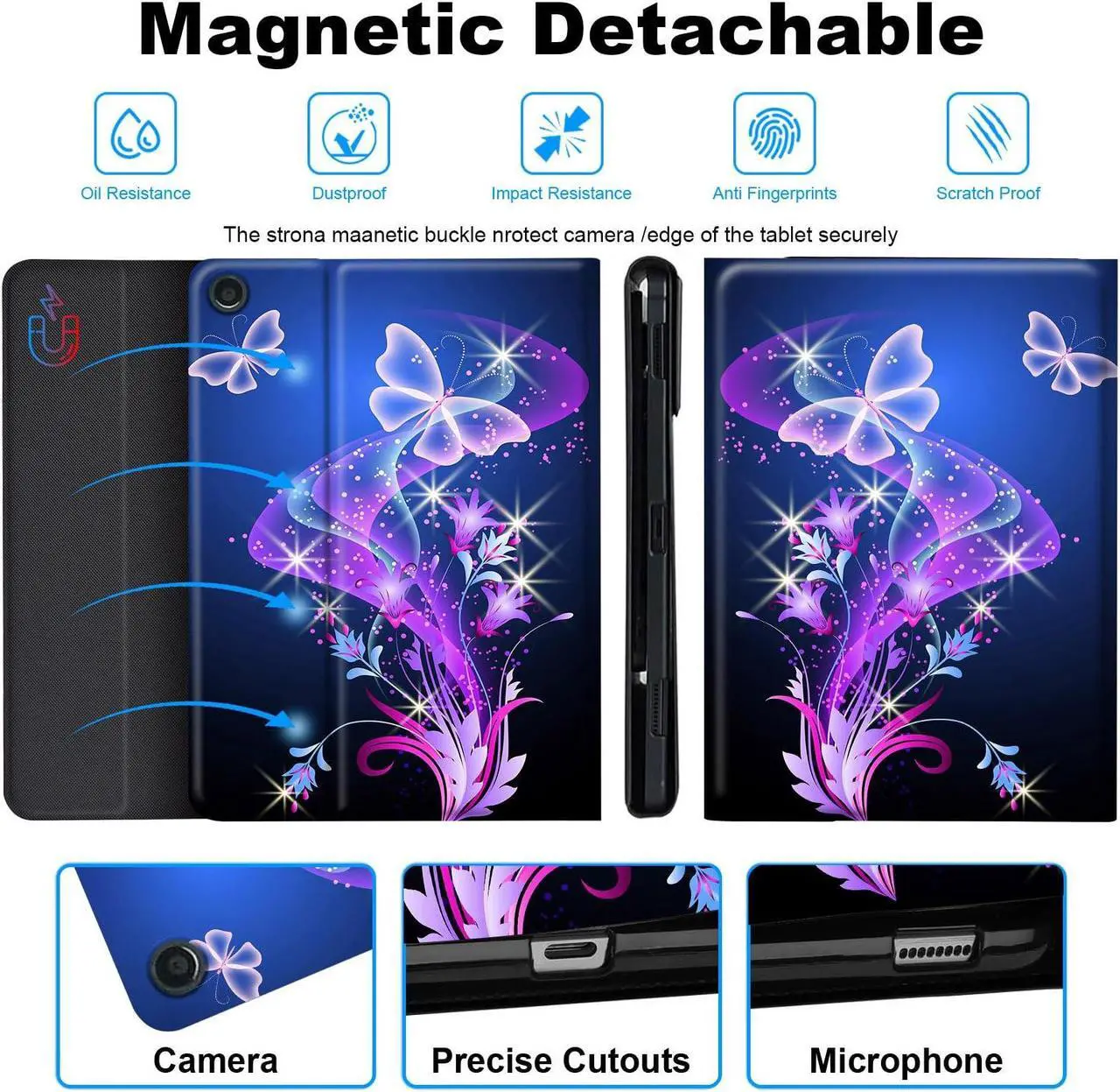 Alt view image 4 of 5 - ACWDMKH Case for  Kindle Fire HD 10 & 10 Plus Tablet (13th/11th Generation, 2023/2021 Release) 10.1" with Keyboard,Detachable Wireless Bluetooth Keyboard&Slim Folding Stand,Glitter Butterfly