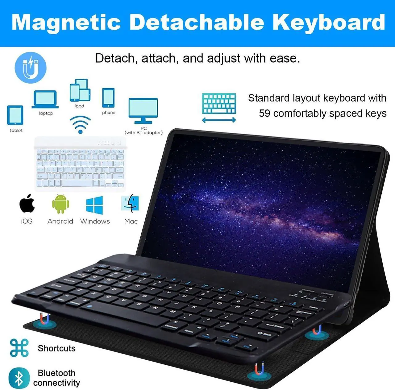 Alt view image 2 of 5 - ACWDMKH Case for  Kindle Fire HD 10 & 10 Plus Tablet (13th/11th Generation, 2023/2021 Release) 10.1" with Keyboard,Detachable Wireless Bluetooth Keyboard&Slim Folding Stand,Glitter Butterfly