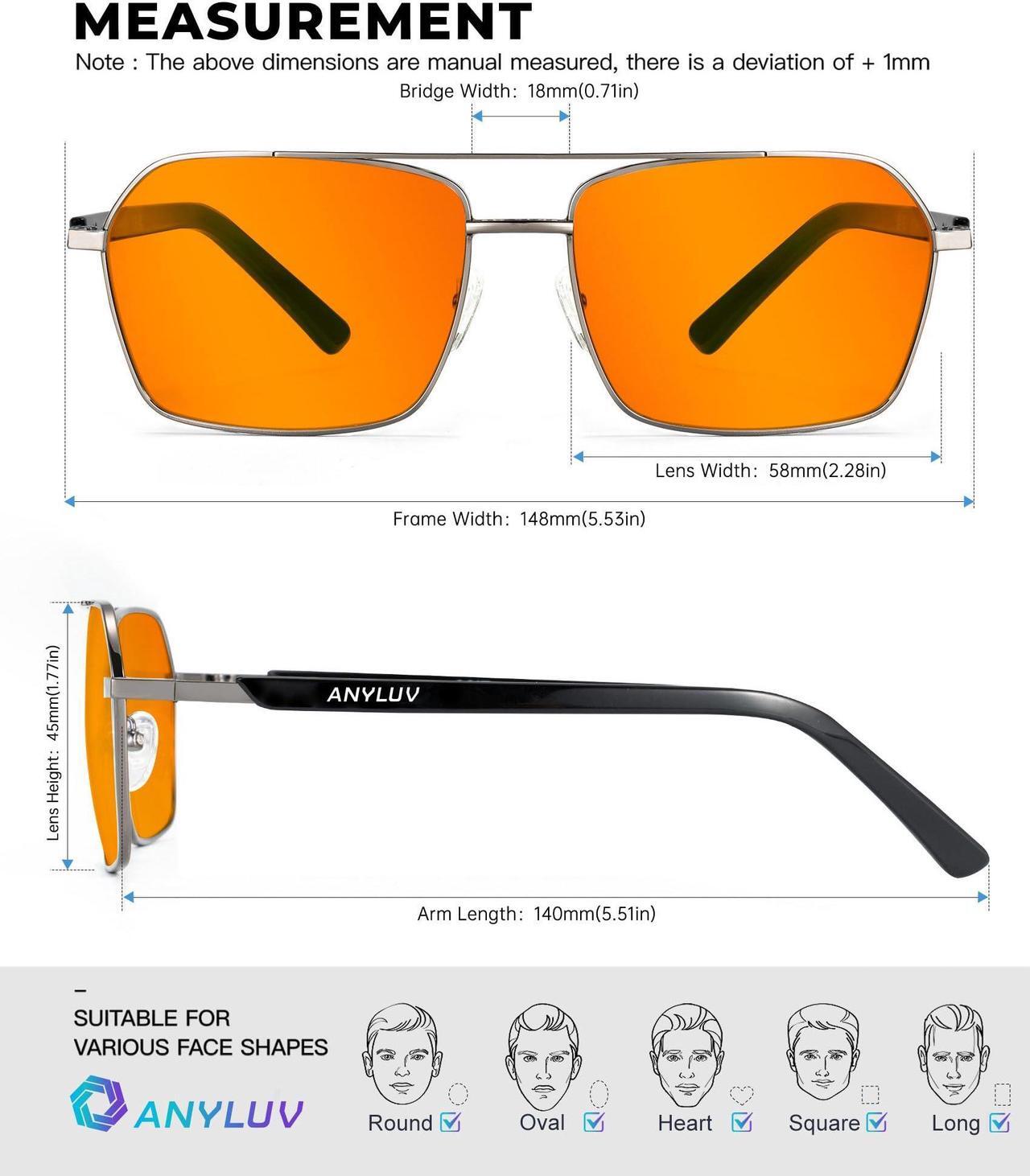 Alt view image 5 of 5 - ANYLUV Blue-Light-Glasses Men Blue-Light Blocking-Glasses: Mens Gaming Glasses Computer Screen Blocker Filter Orange Lens