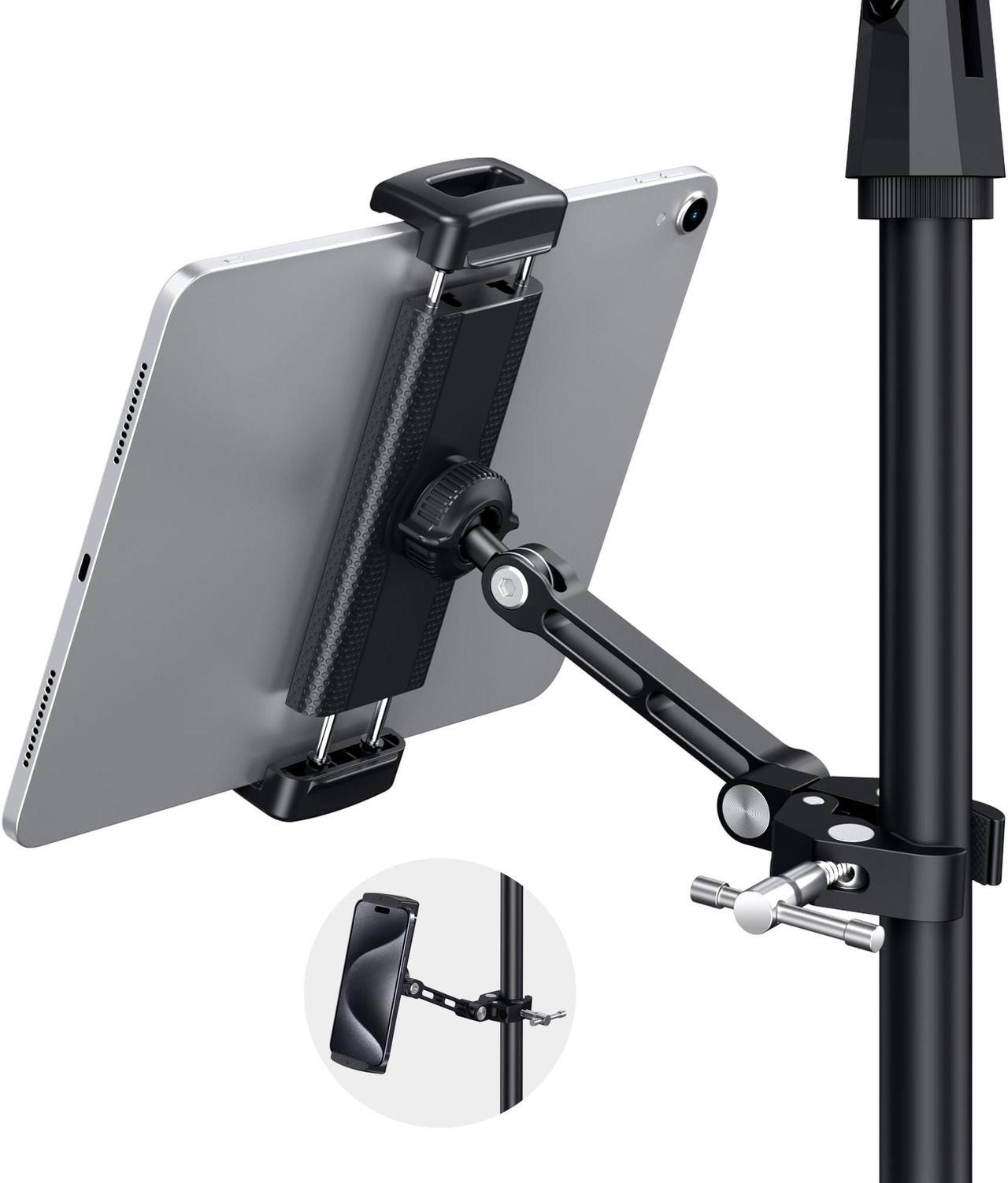 Main image of CreaDream Tablet Holder for Microphone Stand, Aluminum Mic Music Stand Holder Mount for Phone and iPad, Adjustable Tablet Holder Compatible with Devices from 4.7 to 12.9 inch Tablets & Smartphones