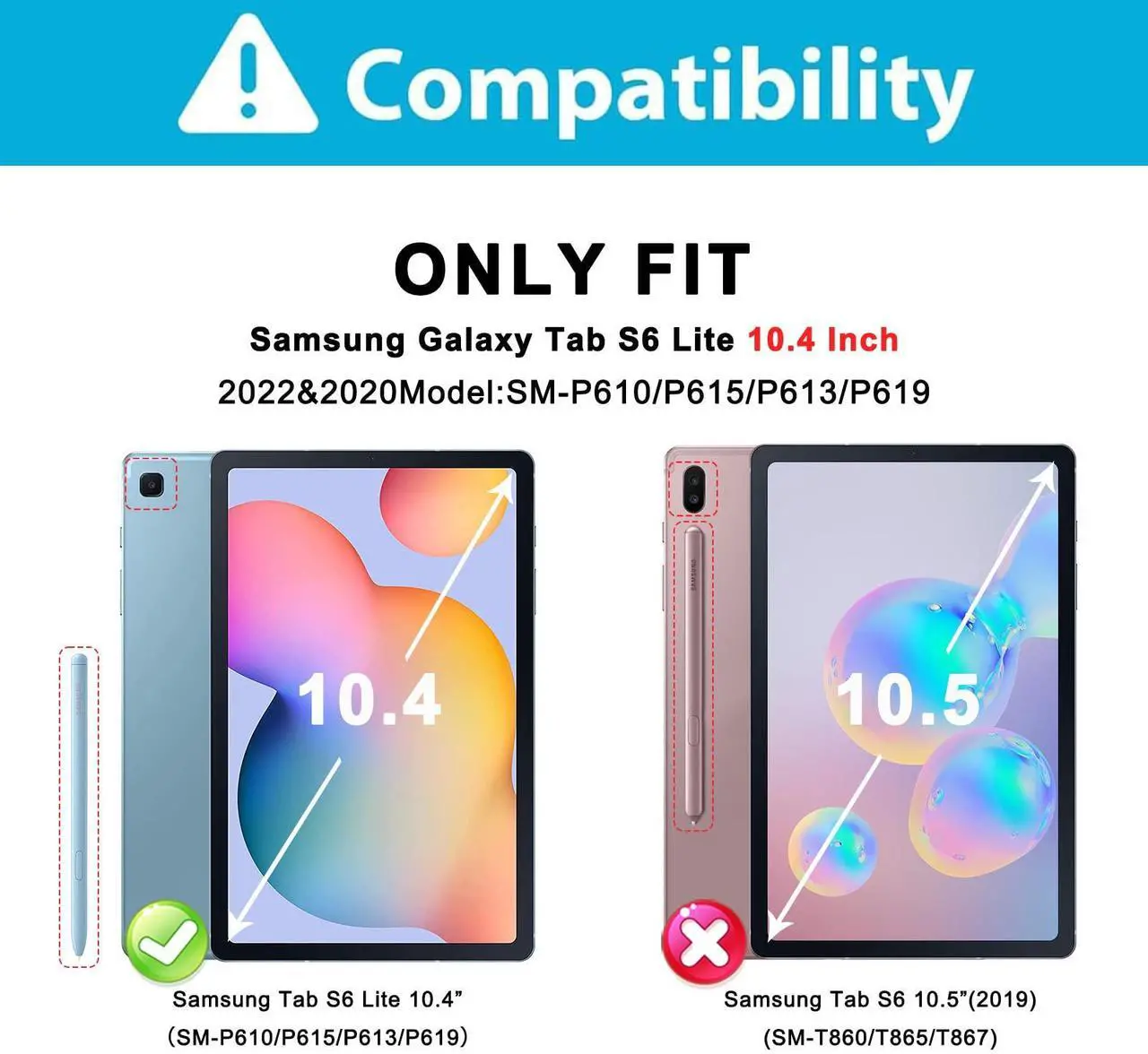 Alt view image 2 of 5 - BATYUE Case for Samsung Galaxy Tab S6 Lite 10.4 Inch 2024/2022/2020 (SM-P610/P613/P615/P619/P620/P625/P627), Protective Cover with Pencil Holder, Shoulder Strap, Hand Strap, Kickstand (Black)