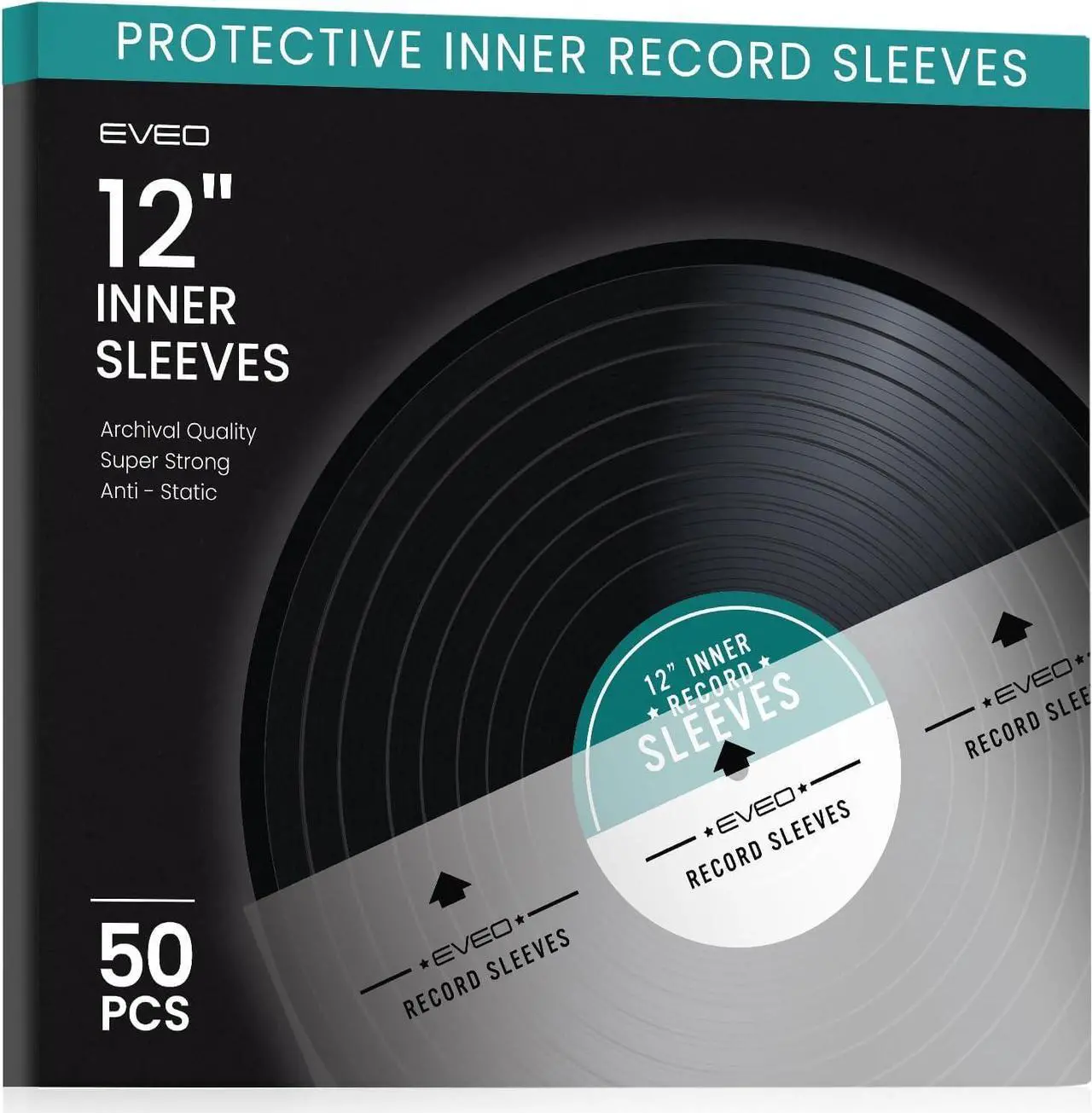 Main image of EVEO Bundle 50 Vinyl Inner Sleeves & 100 Record Sleeves Outer