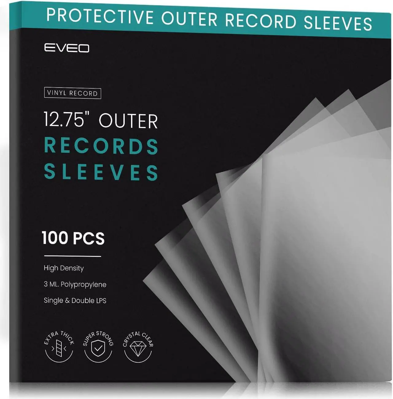 Alt view image 2 of 5 - EVEO Bundle 50 Vinyl Inner Sleeves & 100 Record Sleeves Outer