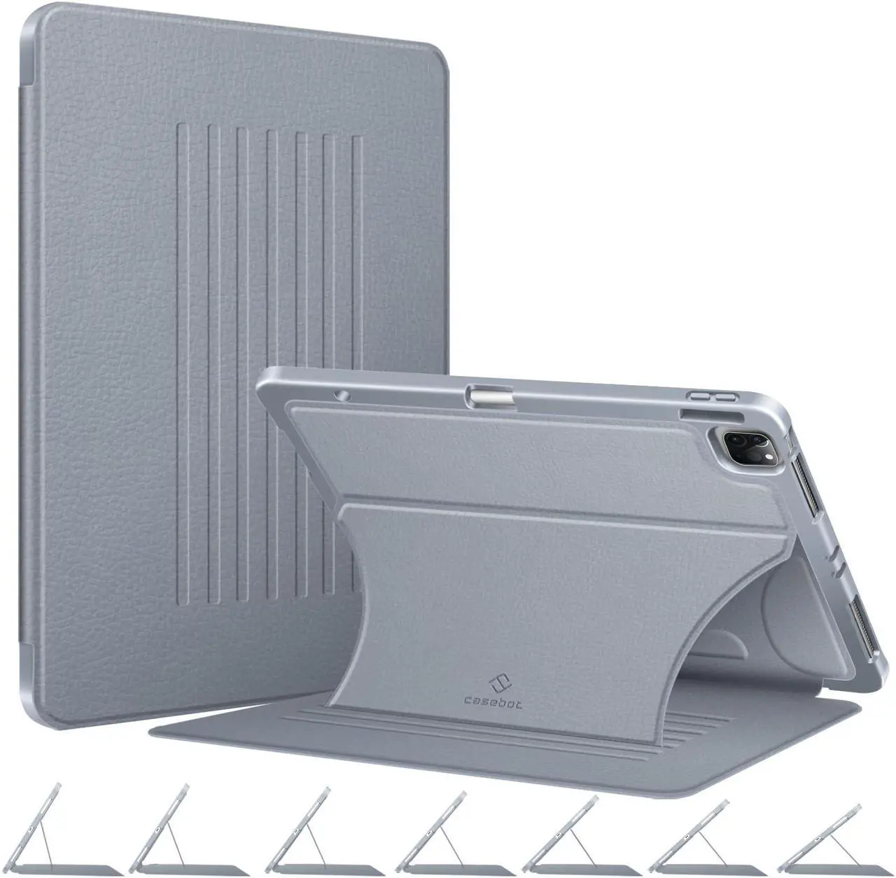Main image of CaseBot Magnetic Case for iPad Pro 12.9-inch 6th Generation 2022, Multiple Angle Shockproof Rugged Stand Case, Soft TPU Back Cover w/Pencil Holder, Also Fit iPad Pro 12.9" 5th/4th/3rd Gen, Cloudy Blue
