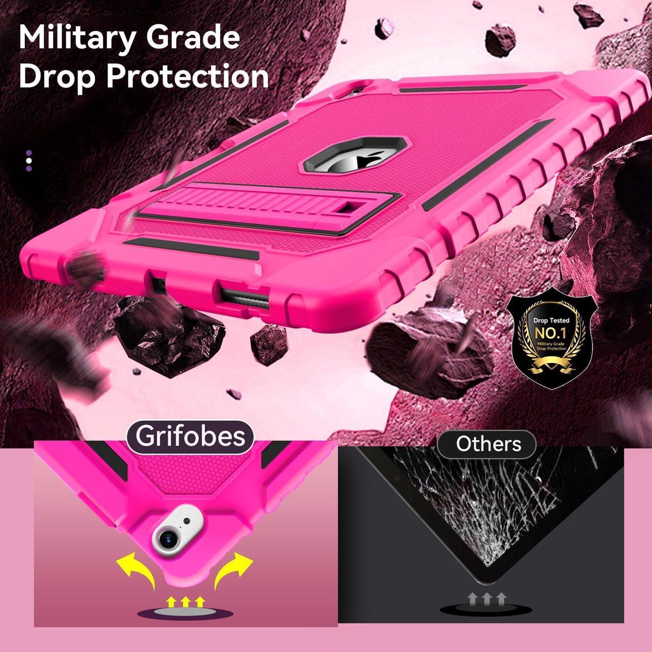 Alt view image 5 of 5 - Grifobes Case for iPad Air 13 inch M2 2024, for iPad Air 6th Generation Case 2024 13", Heavy Duty Rugged Cover with Pencil Holder/Stand for i Pad Air 6 Gen Kids Girls Women (Hot Pink)