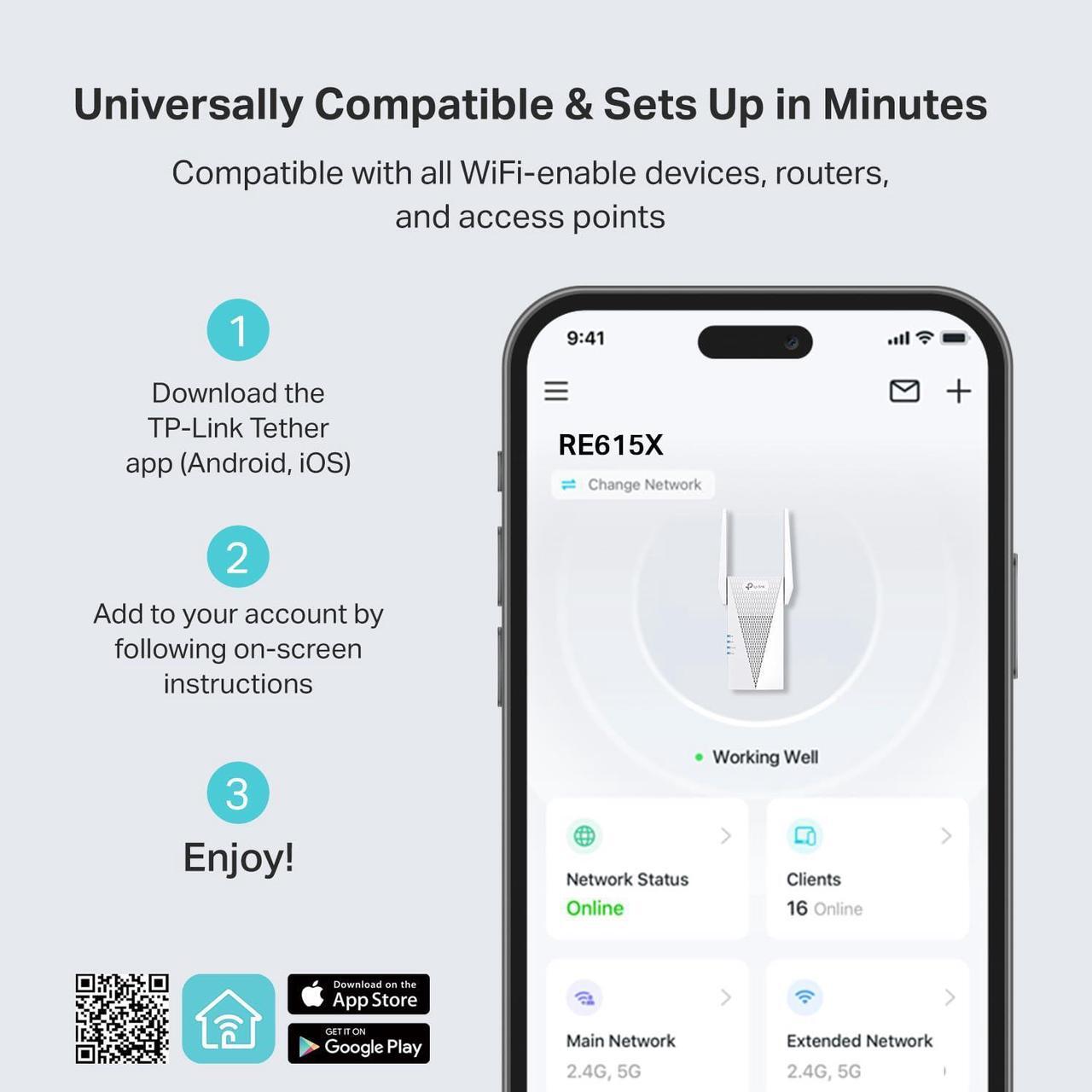Alt view image 5 of 5 - TP-Link AX1800 WiFi 6 Range Extender with Ethernet Port | Internet Signal Booster for Home | Dual-Band Wireless Repeater Amplifier | Access Point Mode | APP Setup | OneMesh Compatible (RE615X)