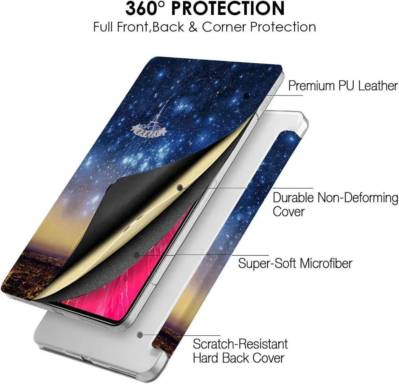 Alt view image 4 of 5 - DuraSafe Cases for iPad PRO 12.9 Inch 5th 4th Gen [ Pro 12.9 2021 2020 5 4 Gen ] A2378 A2461 A2379 MY2H2LL/A MXAT2LL/A MXAV2LL/A MXAX2LL/A MY2J2LL/A MXAW2LL/A MXAY2LL/A Printed PC Cover - Paris Night