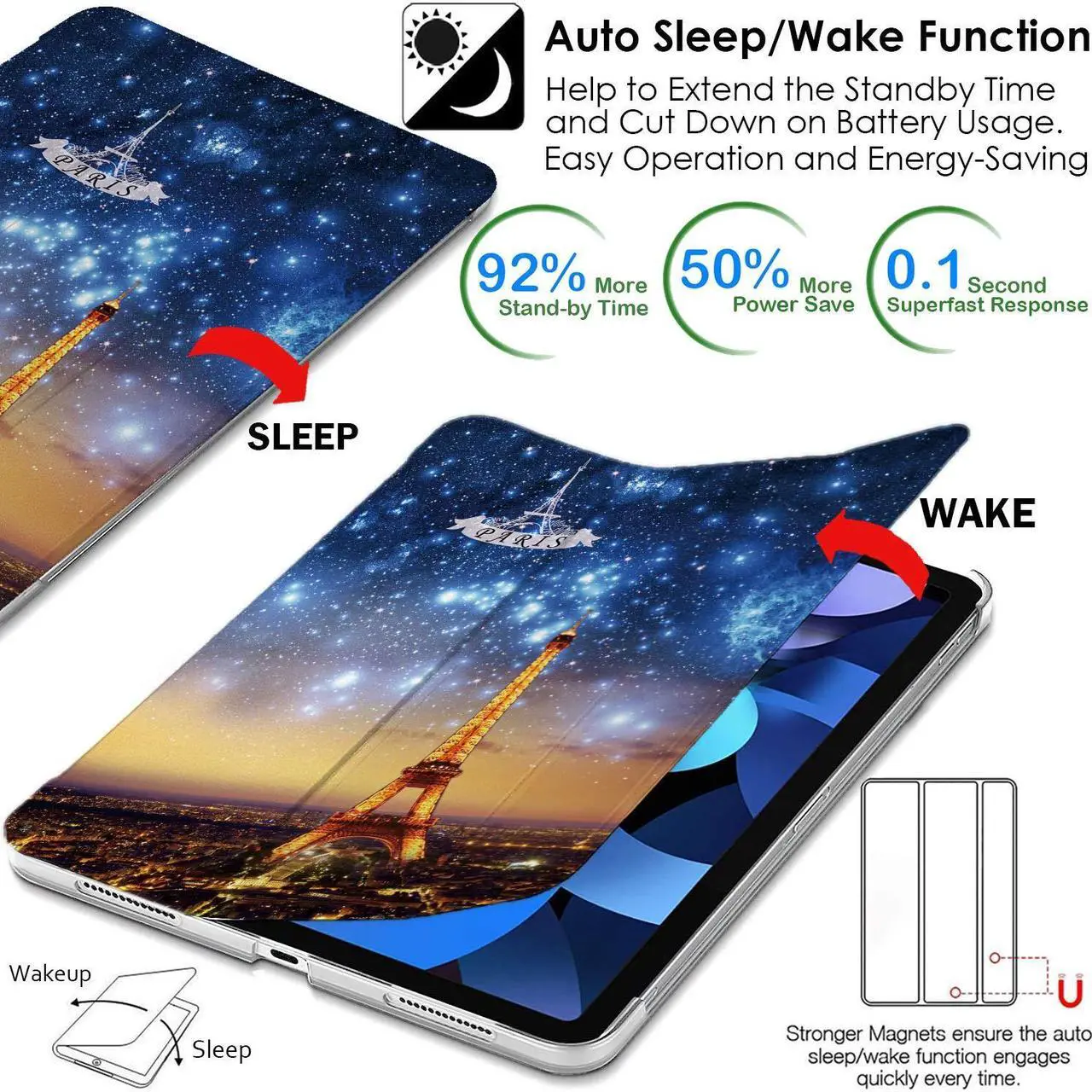 Alt view image 5 of 5 - DuraSafe Cases for iPad PRO 12.9 Inch 5th 4th Gen [ Pro 12.9 2021 2020 5 4 Gen ] A2378 A2461 A2379 MY2H2LL/A MXAT2LL/A MXAV2LL/A MXAX2LL/A MY2J2LL/A MXAW2LL/A MXAY2LL/A Printed PC Cover - Paris Night