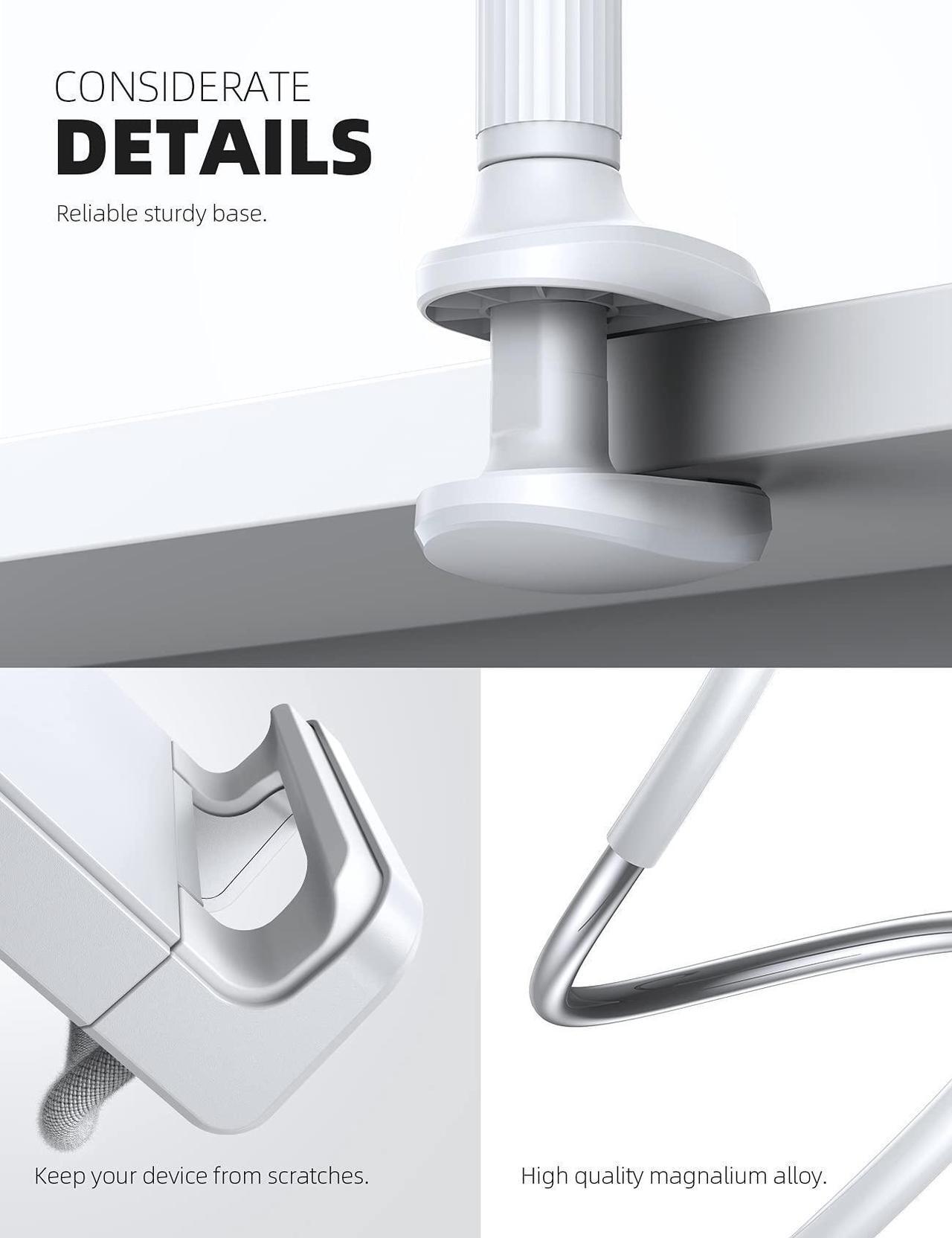 Alt view image 5 of 5 - Lamicall Gooseneck Tablet Mount Holder for Bed Flexible Tablet Arm Clamp for Bed Compatible with Pad Pro 10.5, Air 9.7, Mini 7.9, Galaxy Tabs, Switch, More 4.7-11" Device - White
