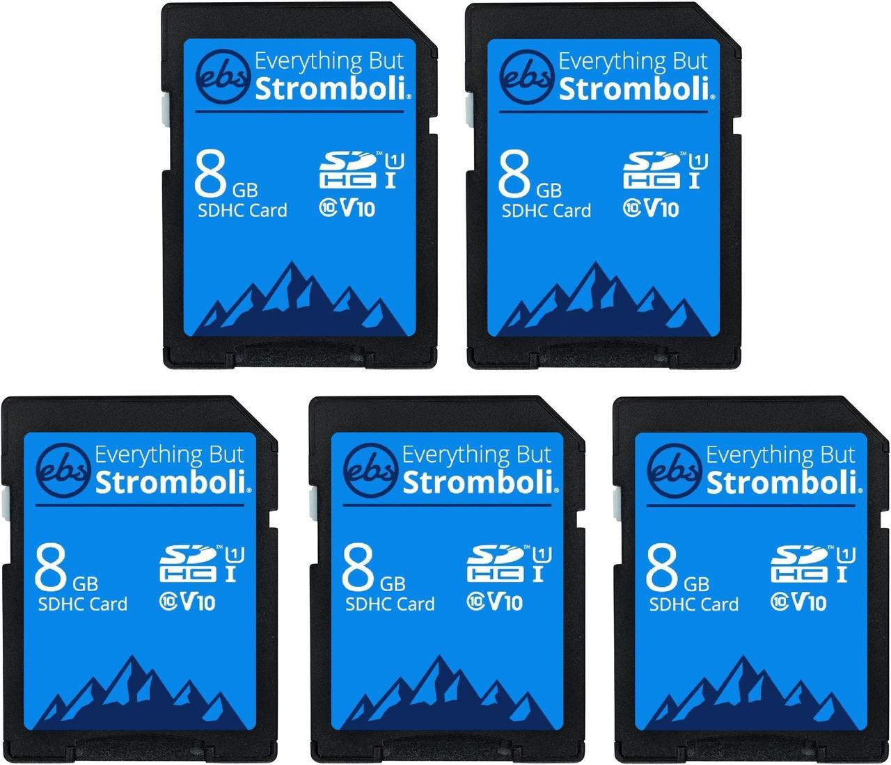 Main image of Everything But Stromboli 8GB SD Card (5 Pack) Speed Class 10 UHS-1 U1 C10 8G SDHC Memory Cards for Compatible Digital Camera, Computer, Trail Cameras