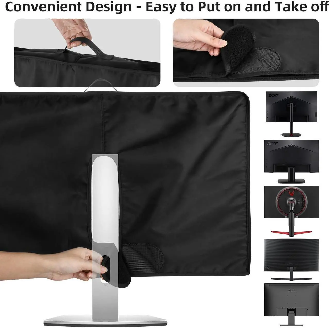 Alt view image 4 of 5 - CaSZLUTION Monitor Cover 26, 27, 28, 29 inch LCD/LED/HD Panel Case - Antistatic Water Resistant Monitor Dust Cover Protective Sleeve for iMac 27 inch, 26-29 inch PC, Desktop Computer and TV
