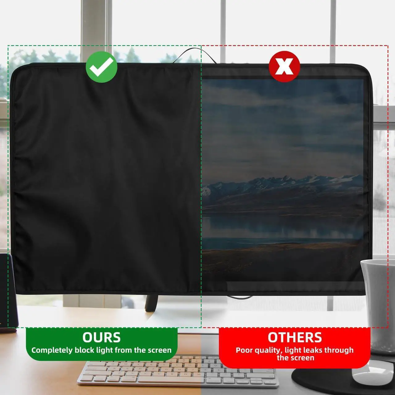 Alt view image 5 of 5 - CaSZLUTION Monitor Cover 26, 27, 28, 29 inch LCD/LED/HD Panel Case - Antistatic Water Resistant Monitor Dust Cover Protective Sleeve for iMac 27 inch, 26-29 inch PC, Desktop Computer and TV