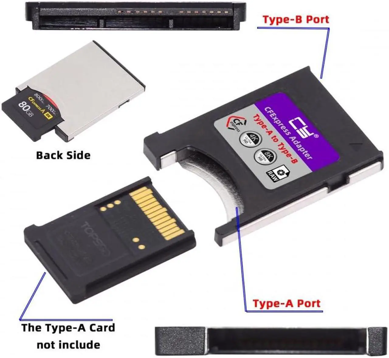 Alt view image 2 of 5 - CY Card Kit CFexpress Type-A to Type-B Memory Card Kit Case CFE CFA to CFB Adapter Compatible with Camera 8K RAW PCIe Expansion