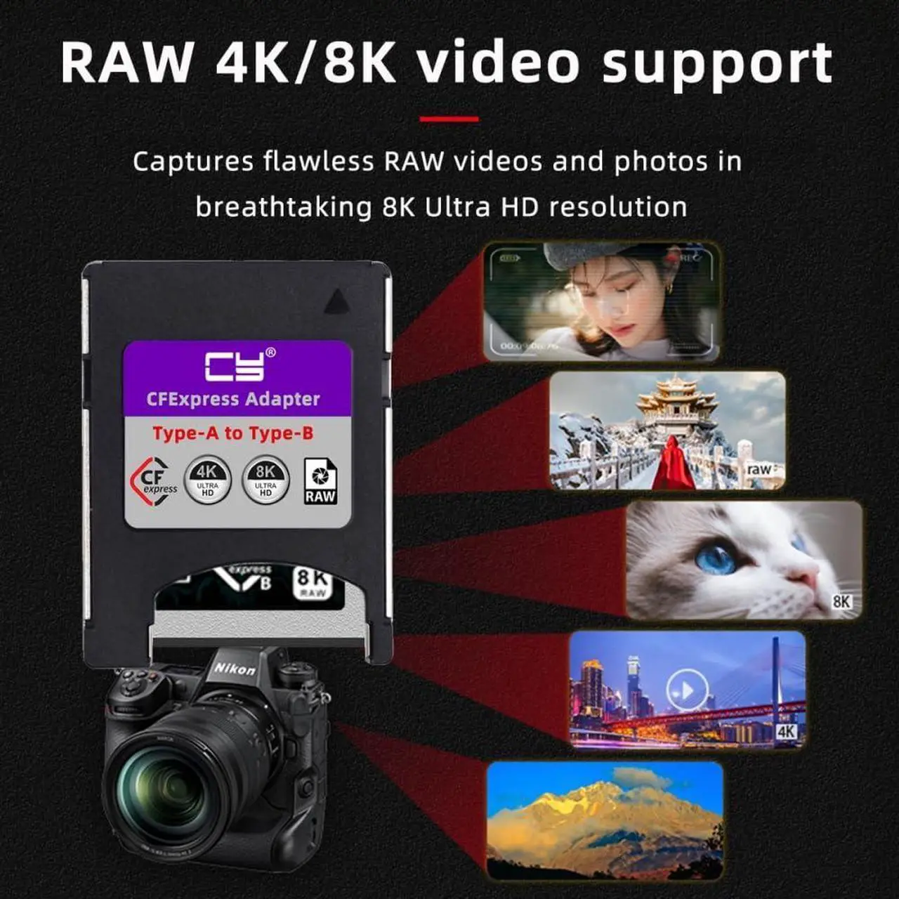 Alt view image 5 of 5 - CY Card Kit CFexpress Type-A to Type-B Memory Card Kit Case CFE CFA to CFB Adapter Compatible with Camera 8K RAW PCIe Expansion