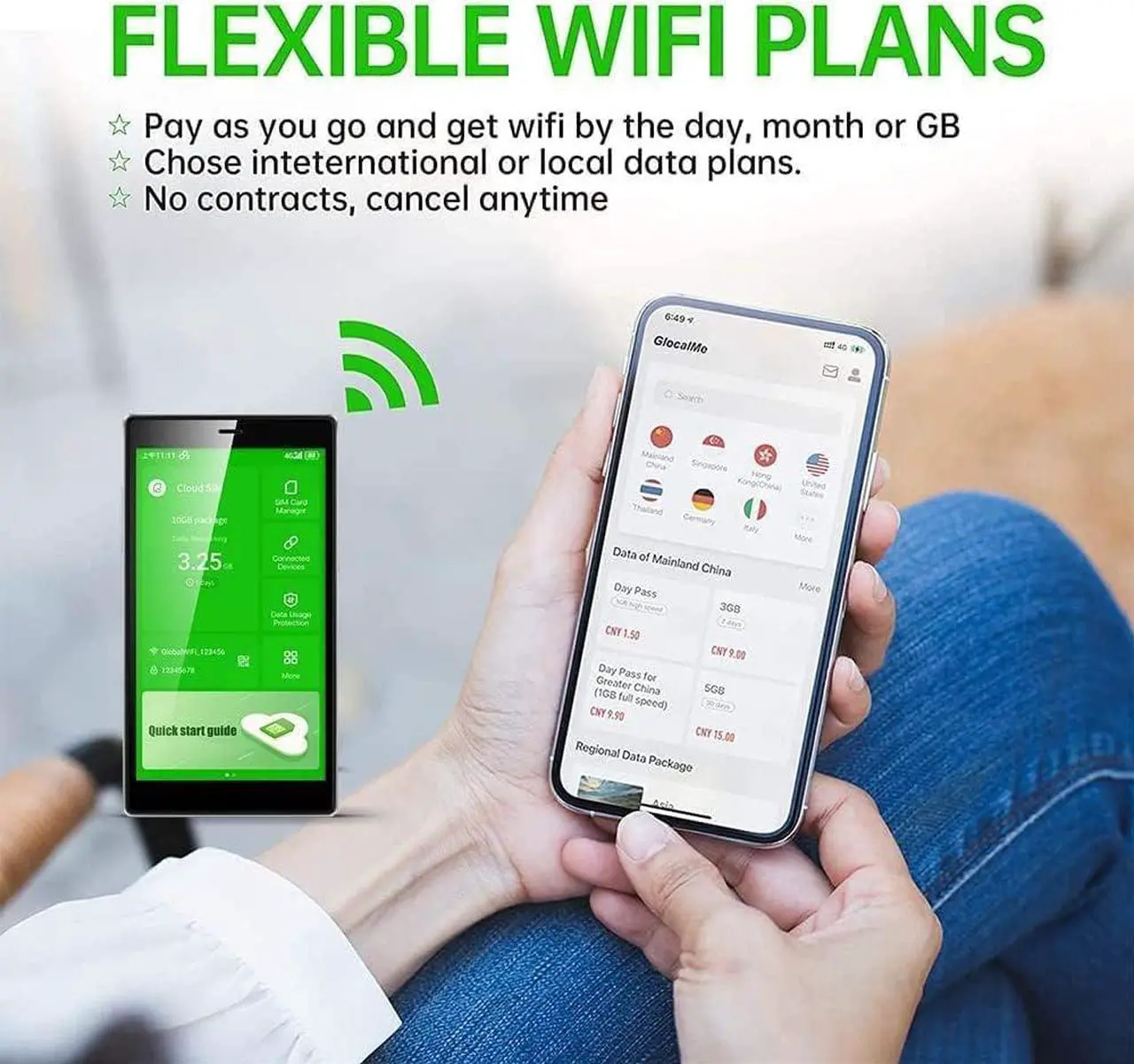 Alt view image 2 of 5 - GlocalMe G4 Pro 4G LTE Mobile Hotspot Device with 10GB US/CA/MX Data 30 Days,5" Touch Screen LCD Display WiFi,Dual Band Portable High Speed WiFi,SIMFREE,Pocket Router for Local Global Business Travel