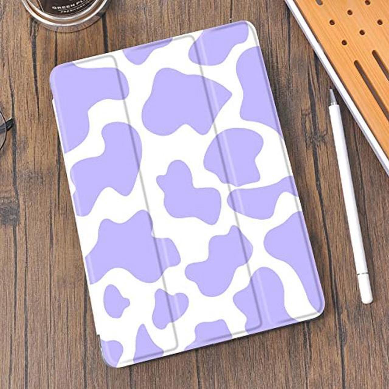 Alt view image 2 of 5 - Idocolors Purple Cow Pad Case for iPad 5th/6th Generation Art Anti-Scratch Shockproof with Pencil Holder Trifold Stand Case(Model Number A1822 A1823 A1893 A1954)