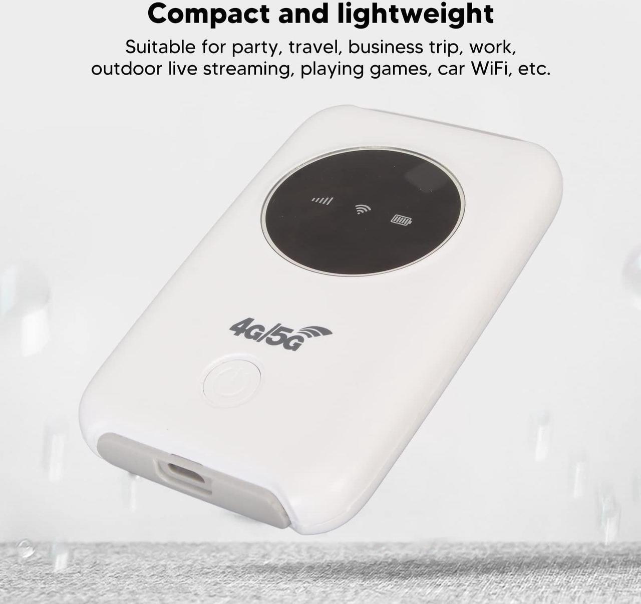 Alt view image 2 of 5 - 4G LTE USB WiFi Modem, 300Mbps Unlocked Mobile 5G WiFi Router SIM Slot, Pocket Mobile Hotspot Wireless Travel Portable WiFi Hotspot, Up to 10 Users