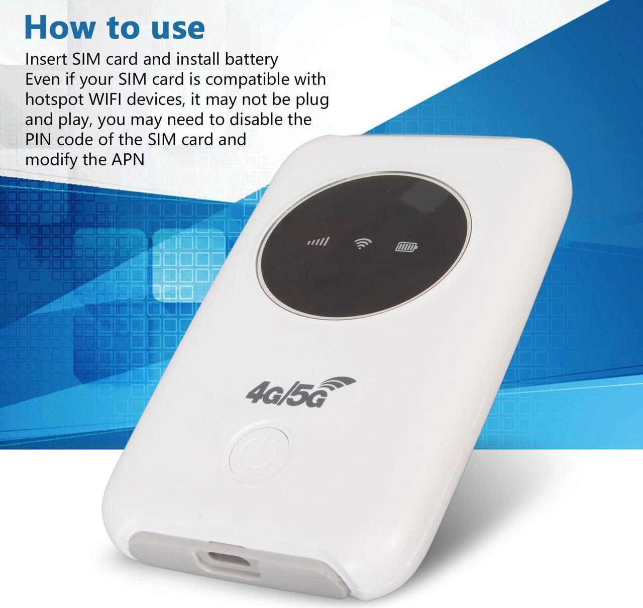 Alt view image 4 of 5 - 4G LTE USB WiFi Modem, 300Mbps Unlocked Mobile 5G WiFi Router SIM Slot, Pocket Mobile Hotspot Wireless Travel Portable WiFi Hotspot, Up to 10 Users