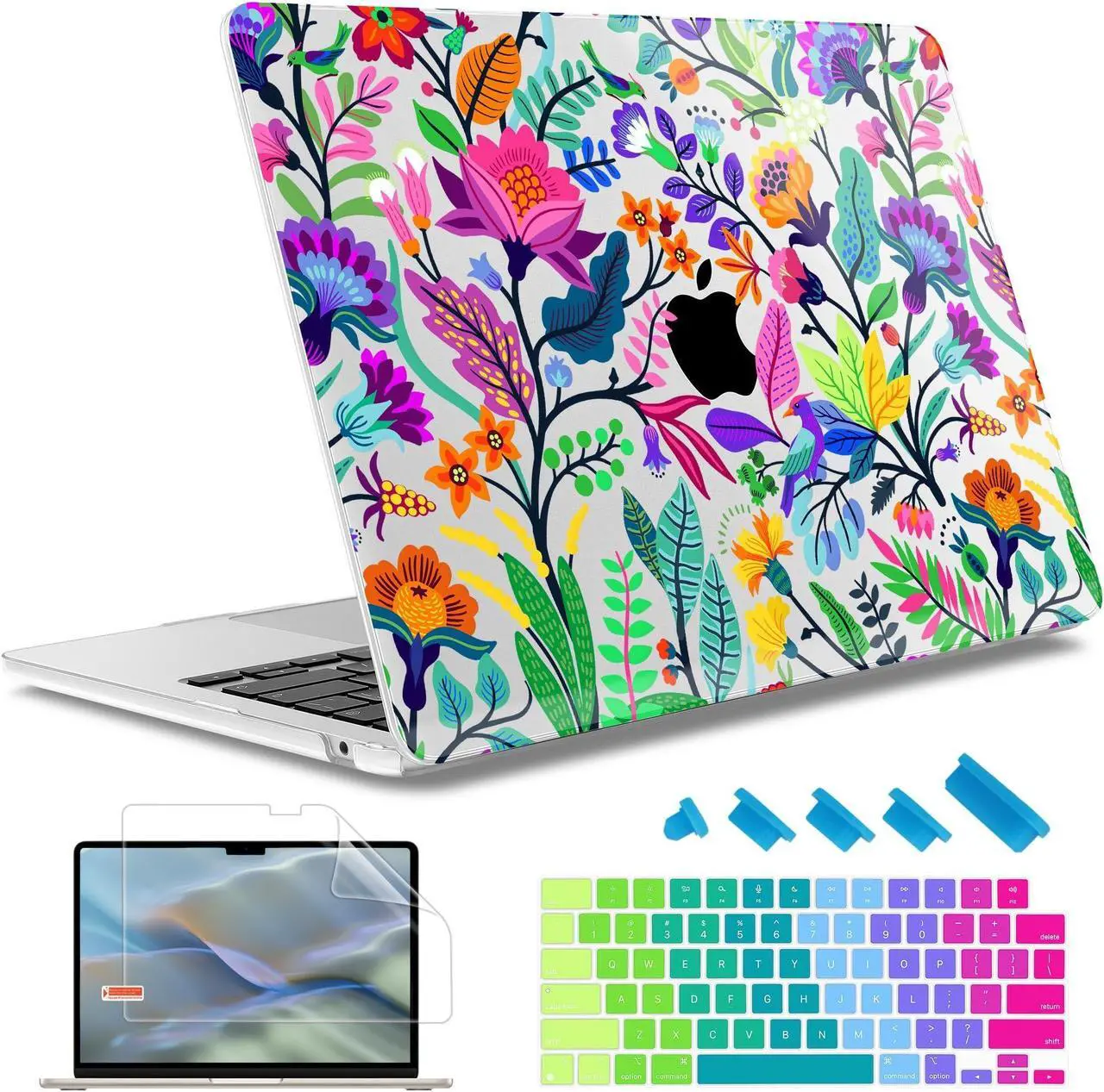 Main image of May Chen for MacBook Air 13.6 Inch Case 2025 2024 2023 2022 Release Models: A3240 M4 A3113 M3 A2681 M2, Plastic Hard Shell Case for MacBook Air 13.6" with Retina Display, Bright Colorful Flowers