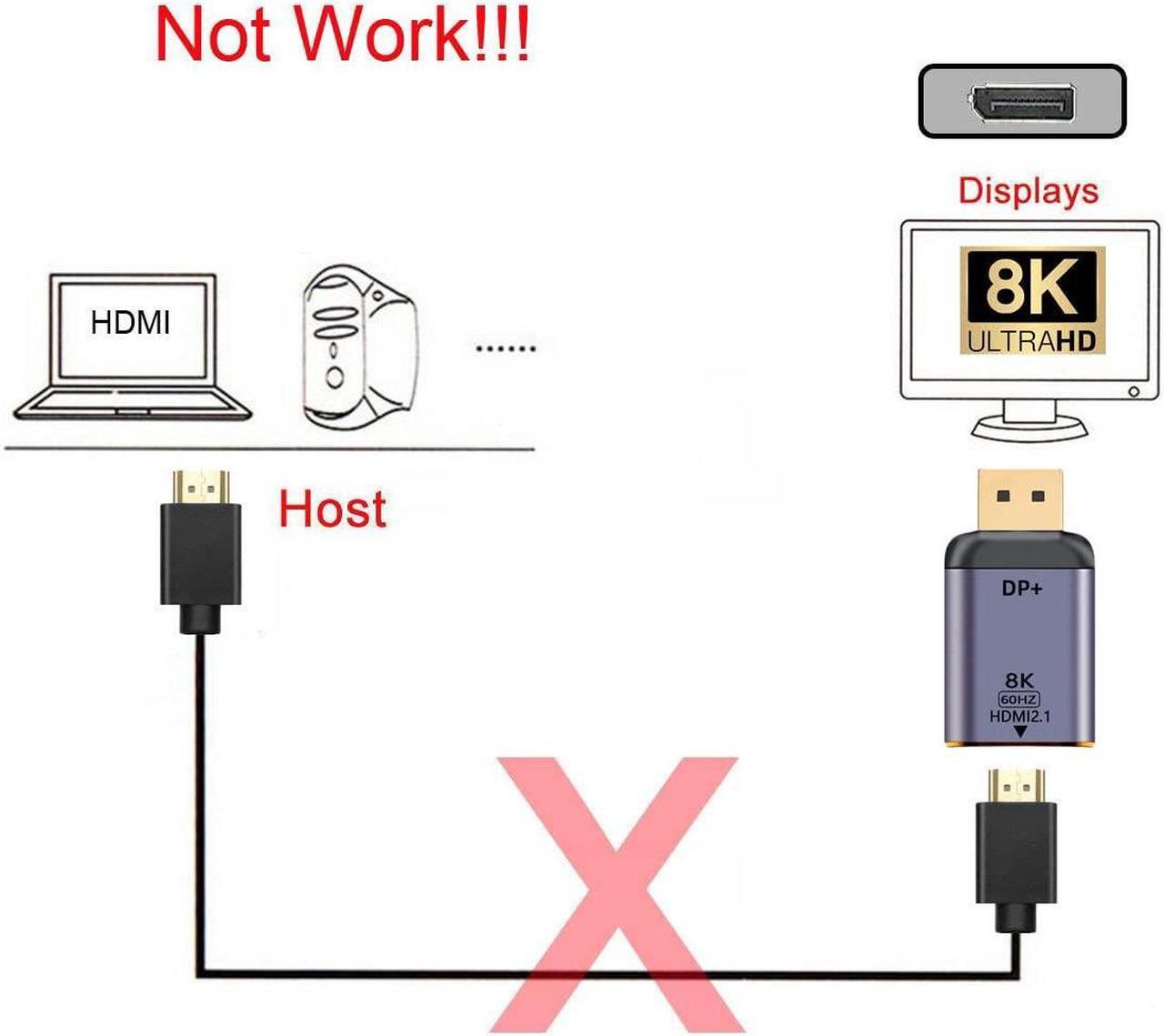 Alt view image 3 of 5 - NFHK DisplayPort 1.4 Source to HDMI 2.0 Display 8K 60hz UHD 4K DP to HDMI Male Monitor Adapter Connector