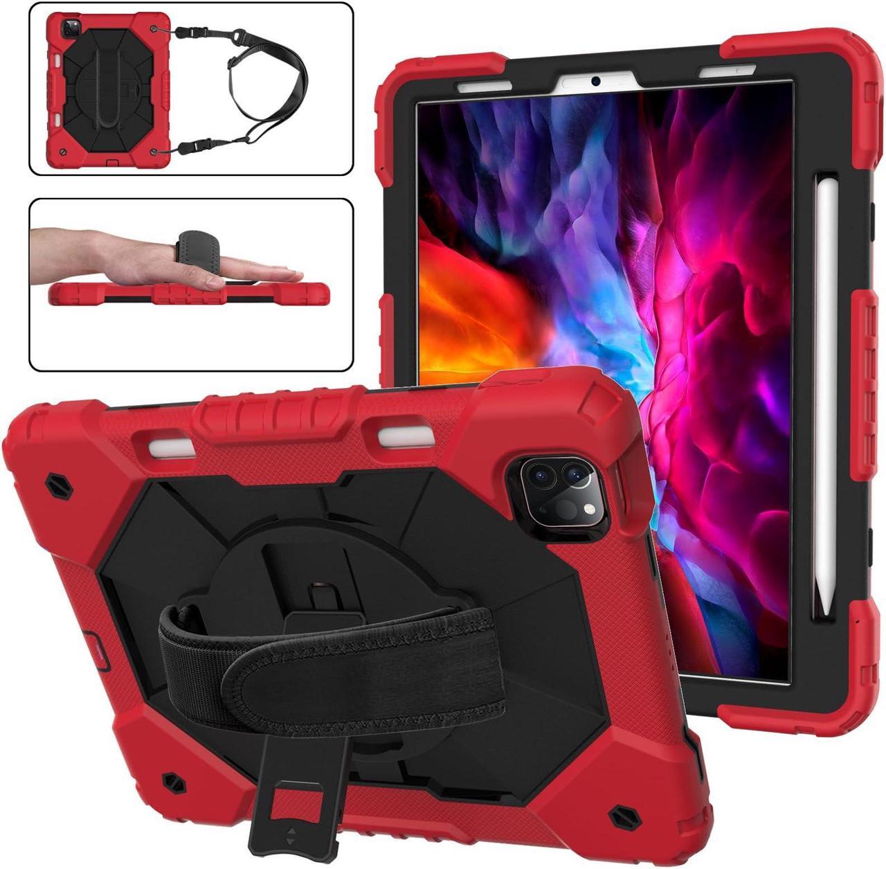 Main image of Kezigud Case for iPad Air 5th/4th 10.9'' 2022/2020, iPad Pro 11'', Shockproof Rugged Heavy Duty PC+TPU with 360deg Rotating Hand Strap&Kickstand Shoulder Strap for Apple iPad Pro 1/2/3/4 (Red)