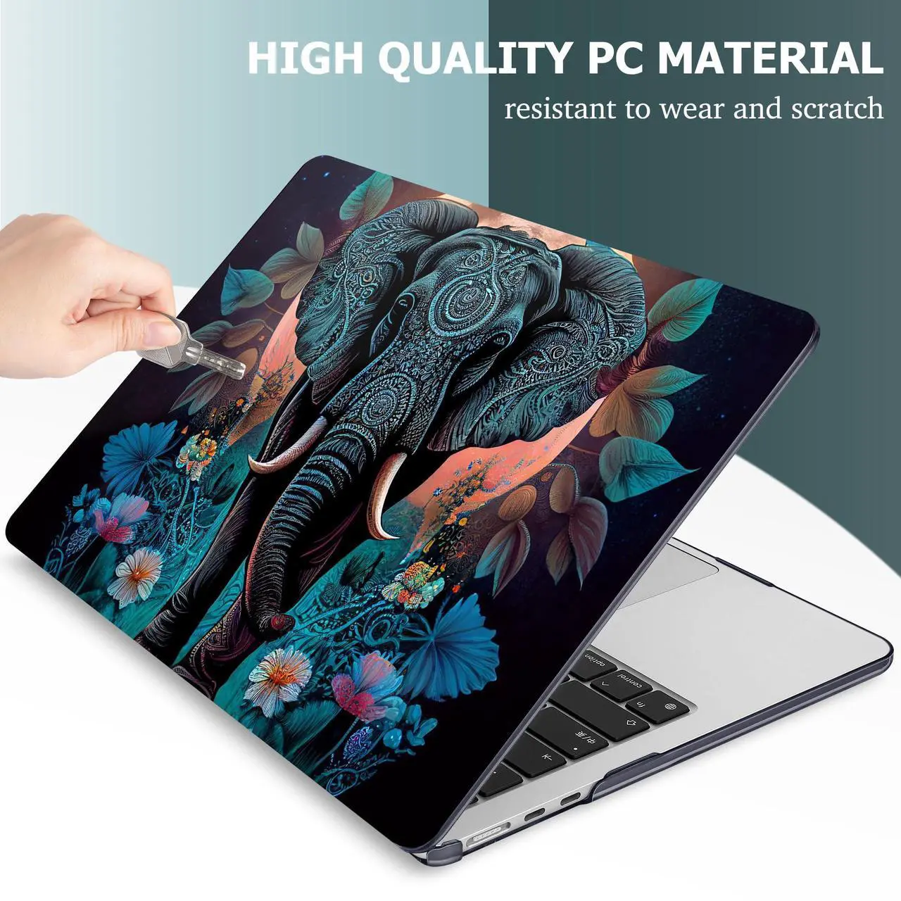 Alt view image 4 of 5 - May Chen for M4 MacBook Air 13.6 Inch Case 2025 2024 2023 2022 Release Models: A3240 A3113 M3 A2681 M2, Plastic Hard Shell Case for MacBook Air 13.6" with Retina Display Fits Touch ID, Elephant
