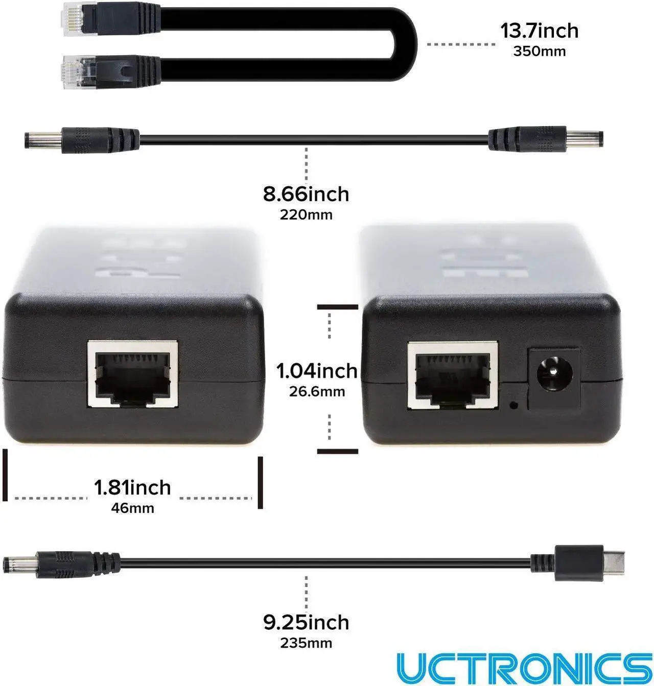 Alt view image 2 of 5 - UCTRONICS PoE Splitter 5V 4A for Raspberry Pi 4 and Jetson Nano, Active PoE+ to Barrel Jack or PoE to USB-C PoE Adapter, IEEE 802.3at/af Compliant