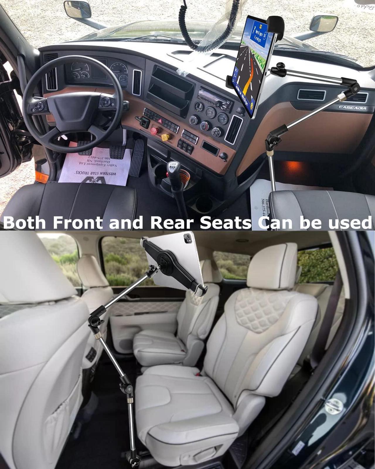 Alt view image 3 of 5 - Car or Truck Seat Rail Tablet Holder Camera Clamp, Heavy Duty Adjustable Tablet Floor Seat Bolt Car Mount with 1/4'' Screw Adapter for iPad Pro 12.9/Air, Galaxy Tabs, Surface, 9.5-14.5" Tablets/Gopro