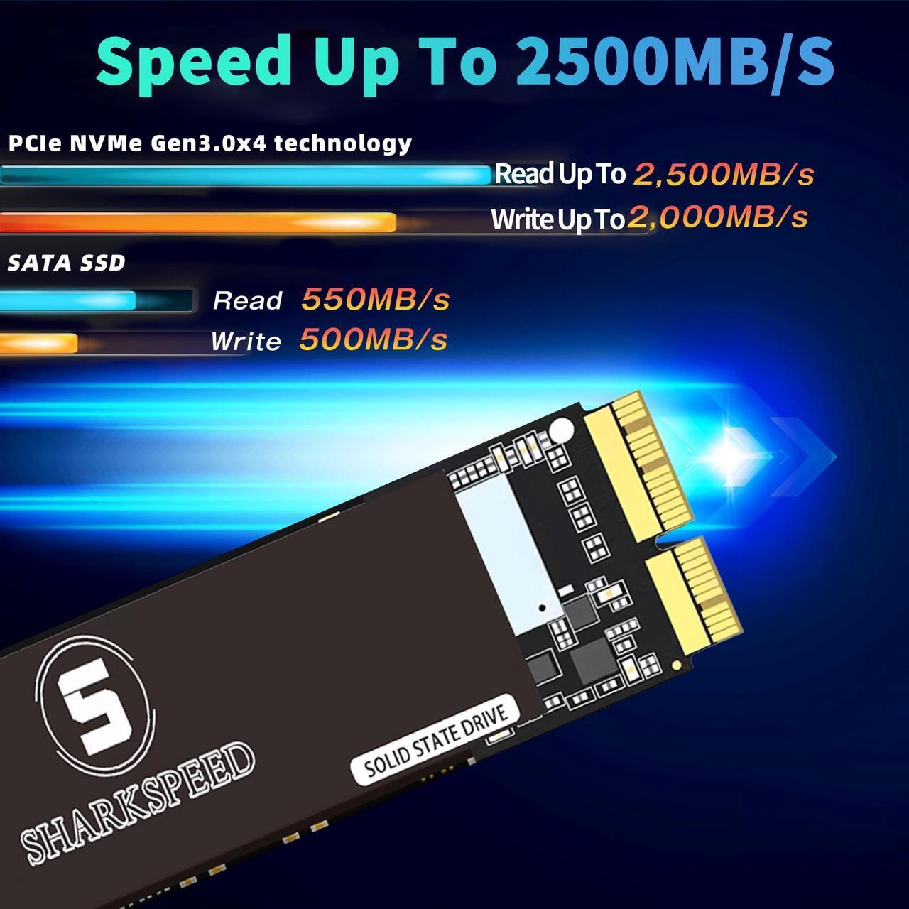 Alt view image 2 of 5 - SHARKSPEED SSD 2TB NVMe Replacement for MacBook Air A1465 A1466(2013-2015,2017), MacBook Pro A1502 A1398(Retina 2013-2015), iMac A1418 A1419(2013-2017), M.2 PCIe Gen3.0x4