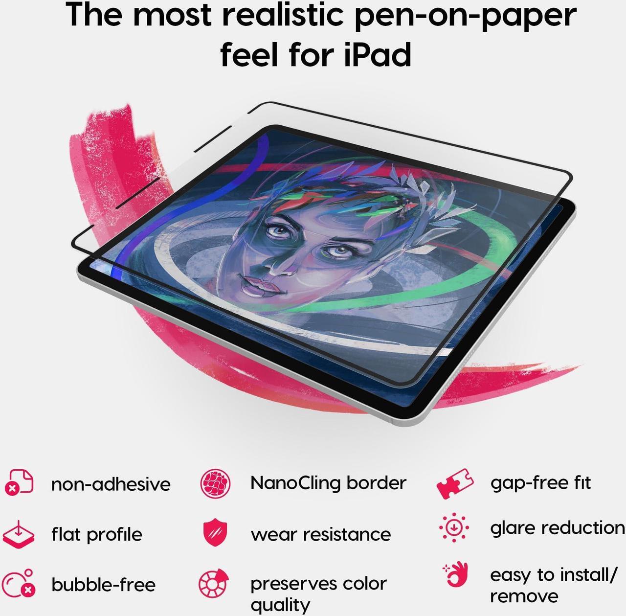 Alt view image 3 of 5 - Astropad Rock Paper Pencil 2 - Paper Feel Screen Protector for iPad Mini 6th Gen + Apple Pencil Tips 2 Pack - Compatible with Apple Pencil 1st and 2nd Gen - Metal Pencil Nibs - Drawing - Writing